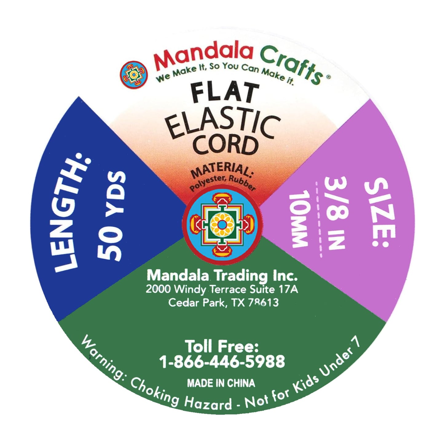 Mandala Crafts 10mm 50 Yds Roll of White Elastic Bands for Sewing - 3/8 Flat Elastics Cord - 3 8 Inch Braided Stretch Straps for Crafting