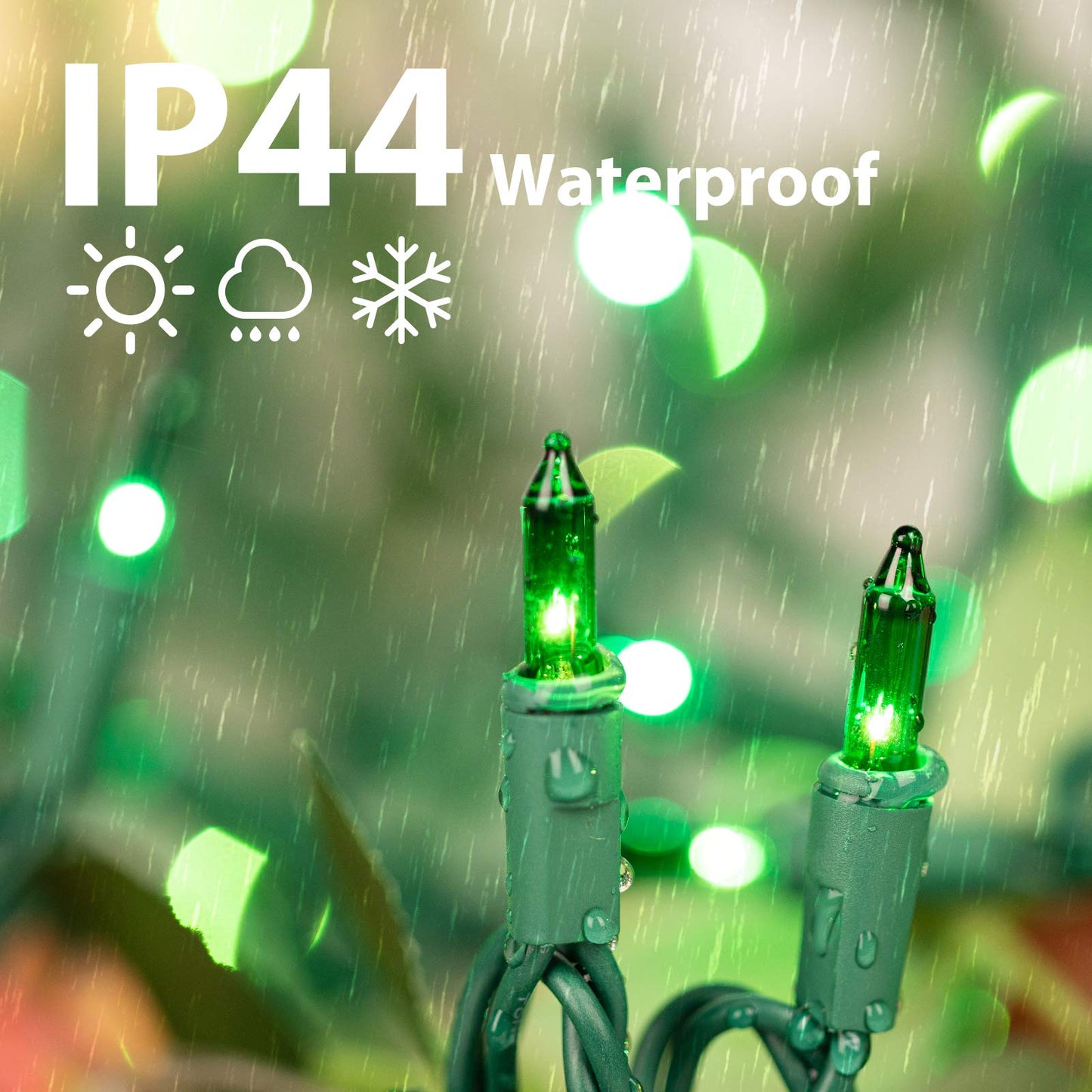 Minetom St. Patrick's Day Mini String Lights, 100 Count 27 Feet Detachable Incandescent Bulb Waterproof Green Fairy Lights Plug in for Indoor Outdoor Party Patio Christmas Decoration, Green Wire