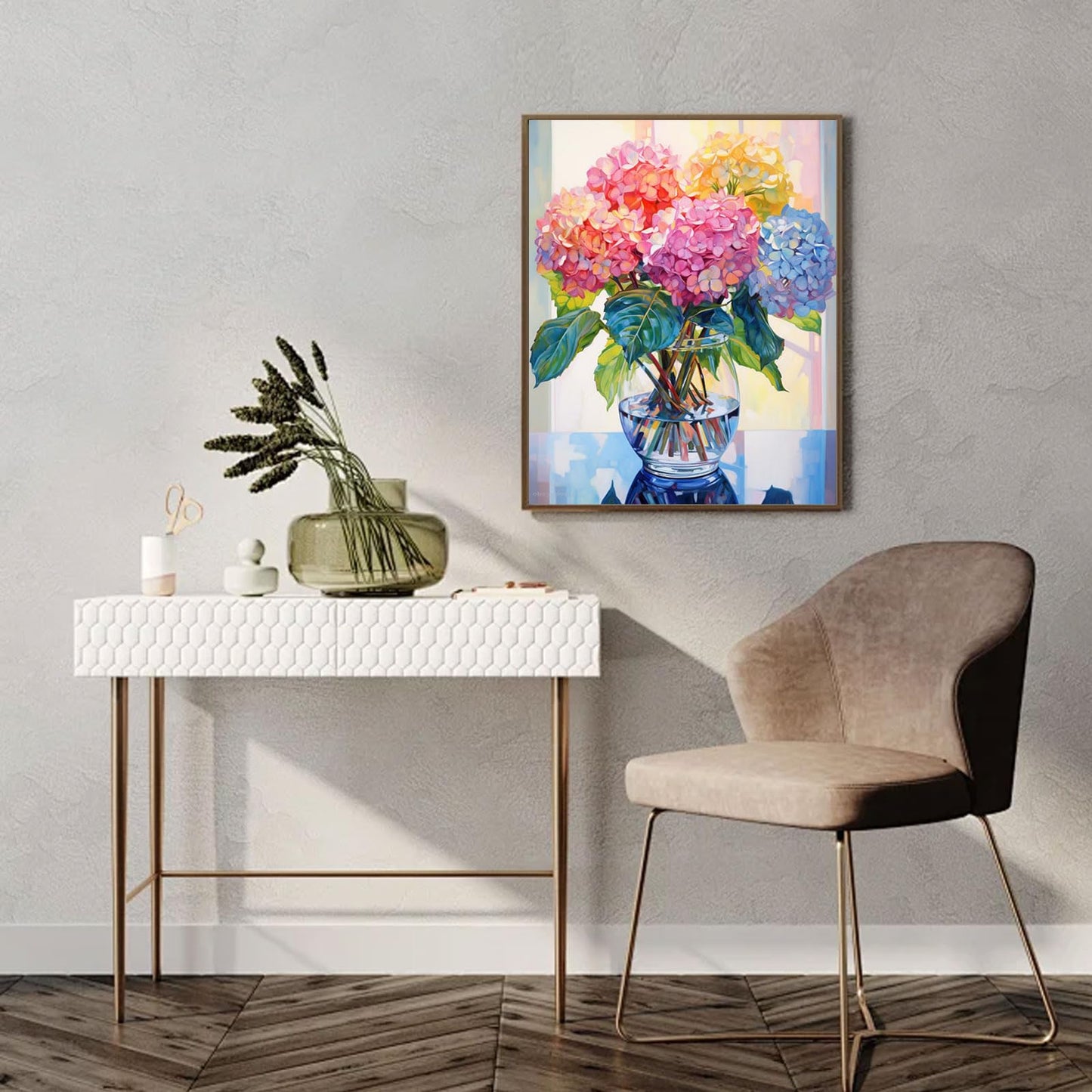 Ausanrl Hydrangea Diamond Painting Kits for Adults-Flowers Diamond Art Kits for Adults,5D Diamond Painting Flowers,DIY Full Drill Diamond Painting Flower Gem Art and Crafts 12x16inch