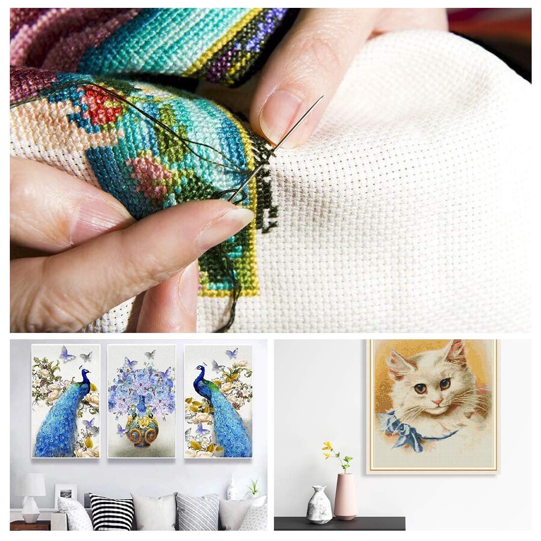 Cross Stitch Aida Fabric 14 Count, 59 by 39 Inch Large Size, Classic Reserve Cross Stitch Aida Cloth for Home DIY Embroidery Decoration