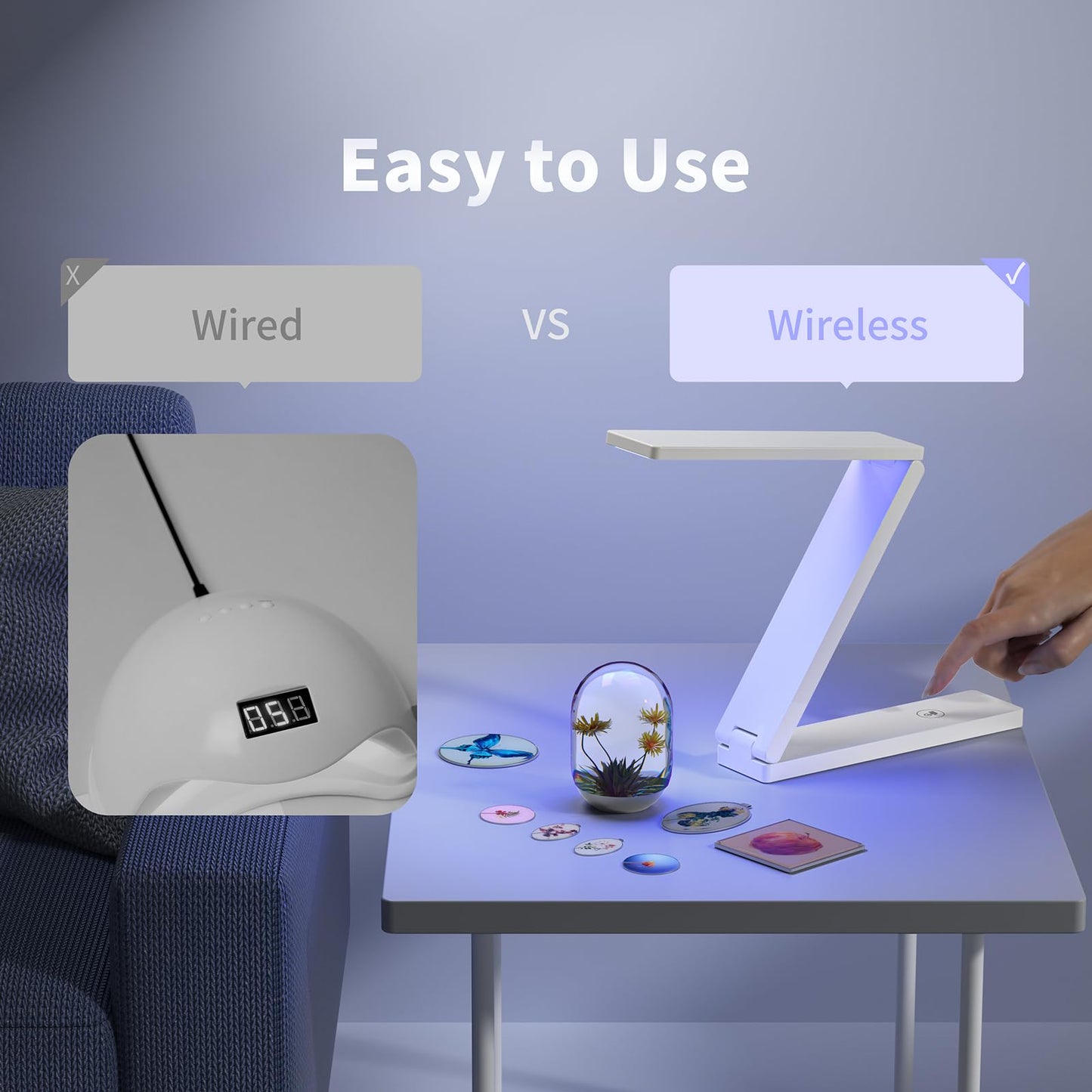 Winartton UV Light for Resin Curing, 54W UV Resin Light Lamp, Wireless & Foldable, 3-in-1 Uses for Molds, DIY Craft Deco (White)