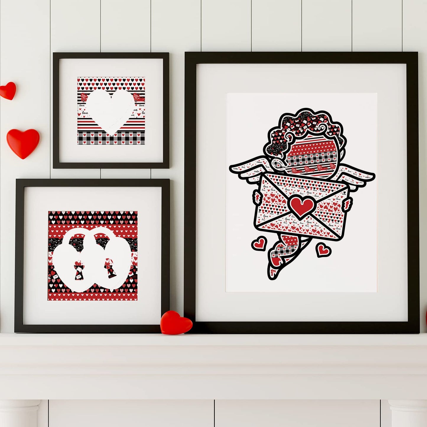 12 Rolls Valentine's Day Washi Tape Red Black Love Heart Truck Plaid Washi Masking Tape for Wedding Scrapbook Journal DIY Craft, 16.4Ft