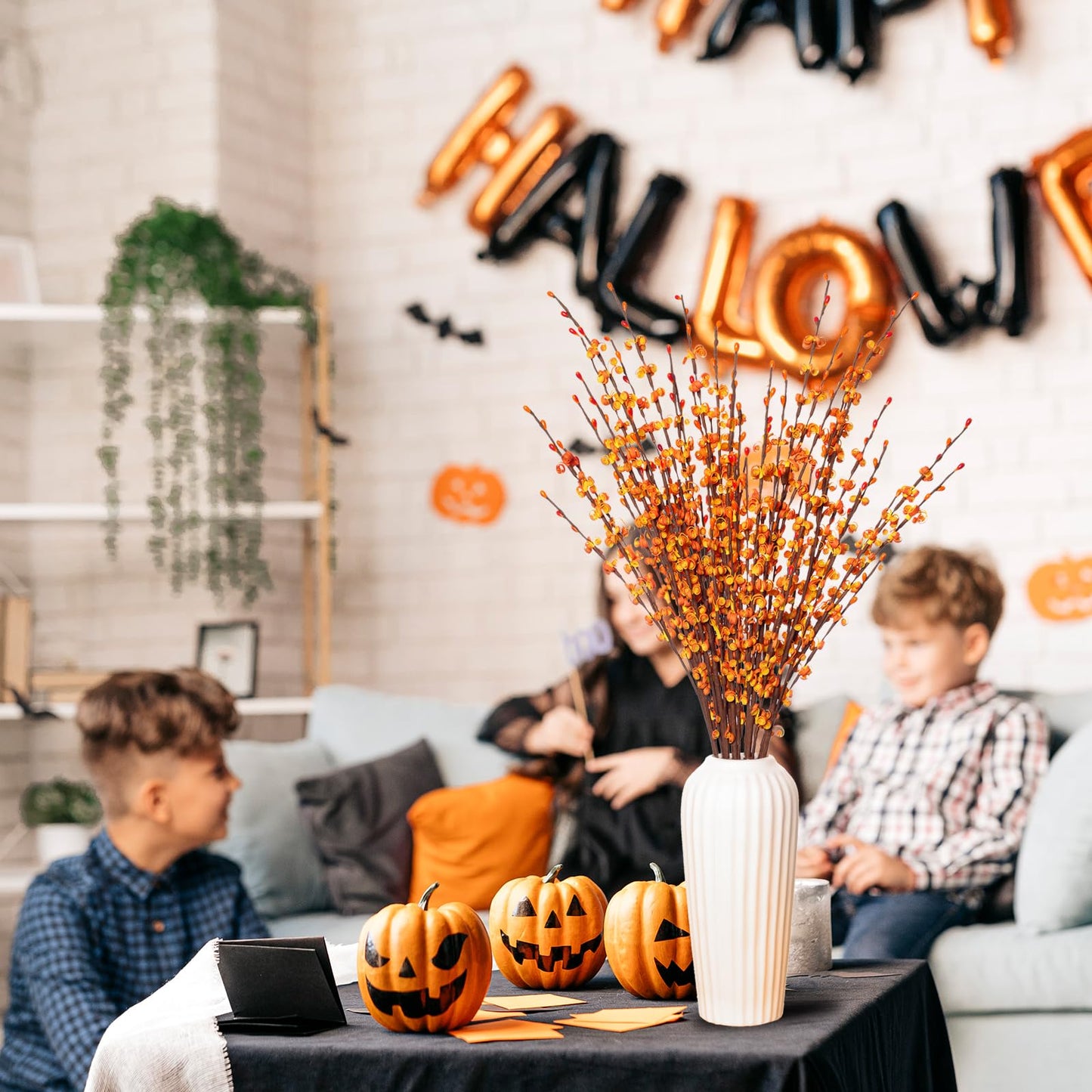 Wootkey 5 Pcs 29.5" Long Fake Fall Flowers Burnt Orange Jasmine Fall Floral Stems for Wedding Thanksgiving Bouquets Dried Autumn Orange Fake Flowers for Vases Home Parties Thanksgiving Decor