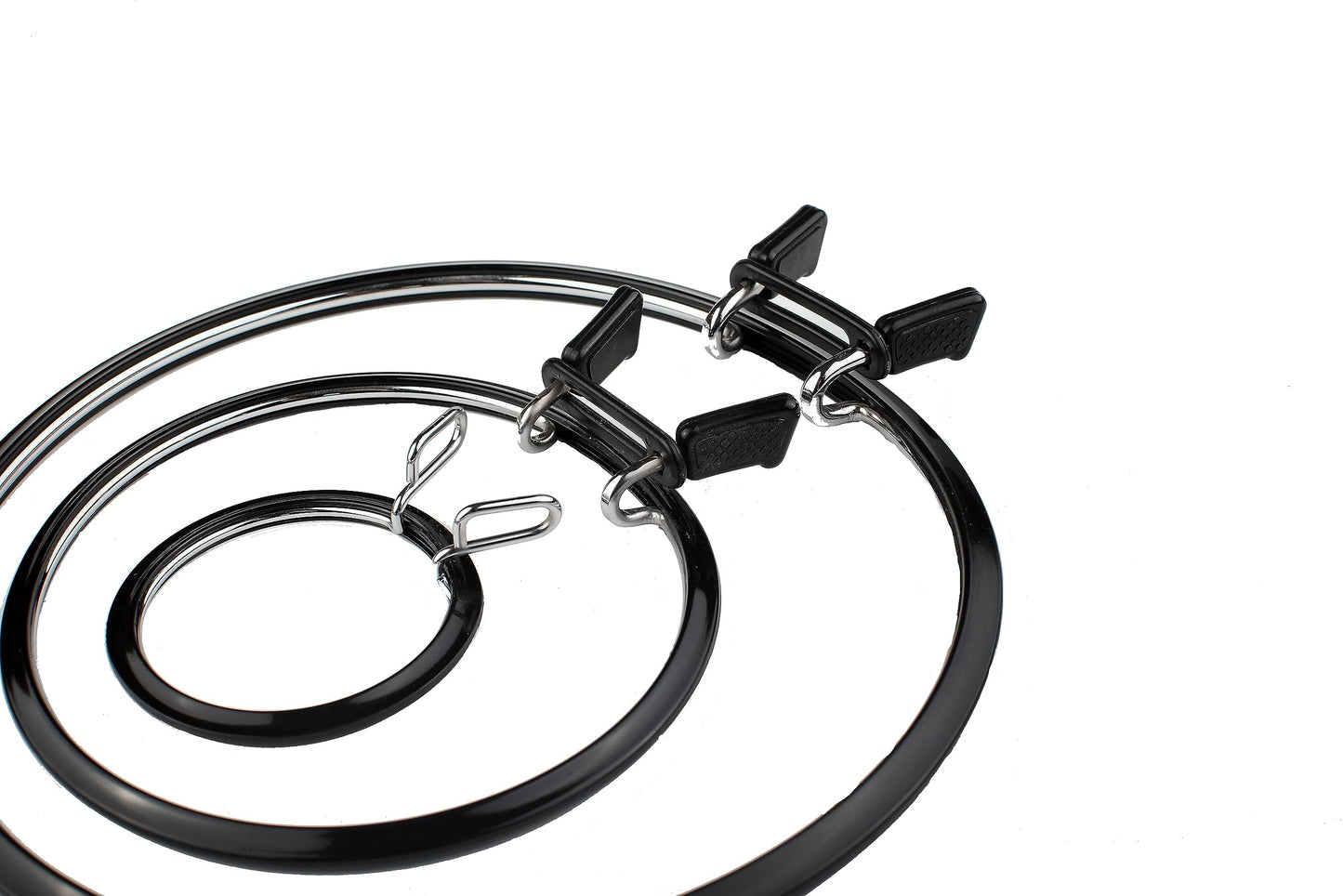 Nurge Premium Quality, Metal Spring Tension Embroidery Hoops, Cross Stich Hoop, Darning Hoops, Embroidery Tension Shed (Black, Siz Mix)