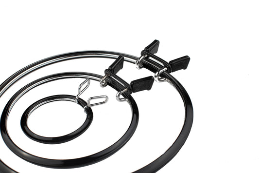 Nurge Premium Quality, Metal Spring Tension Embroidery Hoops, Cross Stich Hoop, Darning Hoops, Embroidery Tension Shed (Black, Siz Mix)