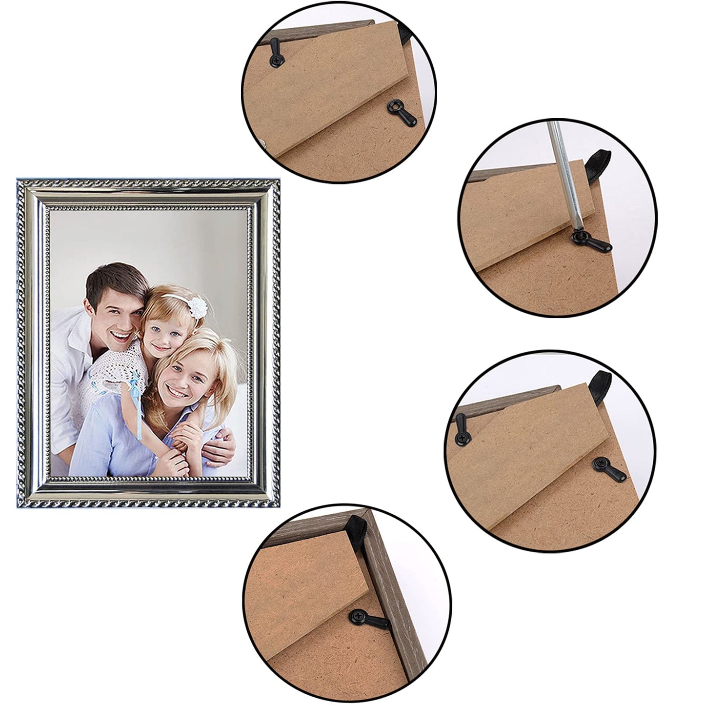 Picture Frame Turn Button Fasteners Set - 100 Pieces Picture Frame Hardware Backing Clips Photo Frame Hardware Clips with 100 Pieces Screws for Craft, Hanging Pictures, Photos