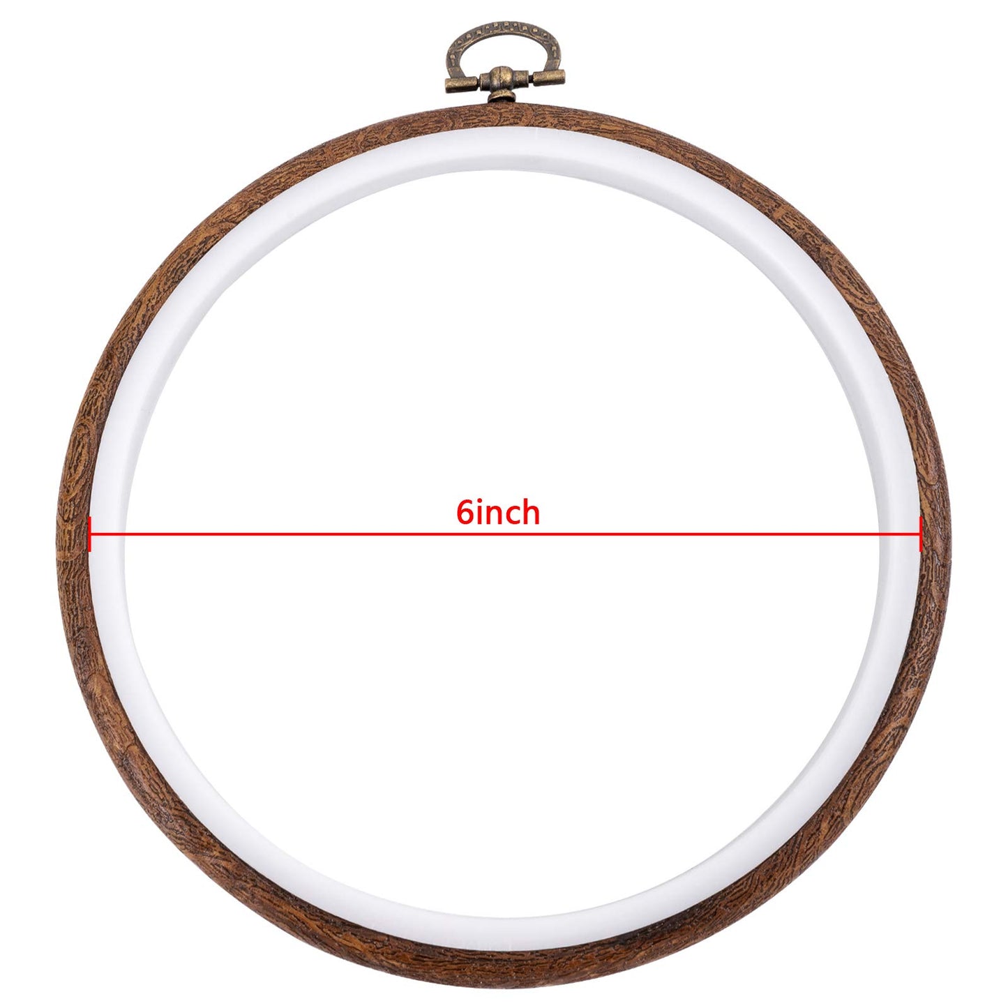 joybest 4 Pieces 6 Inch Round Embroidery Hoops Display Frame Circle, Cross Stitch Hoop Ring Imitated Wood Embroidery Kits for Art Craft Sewing and Christmas Ornaments