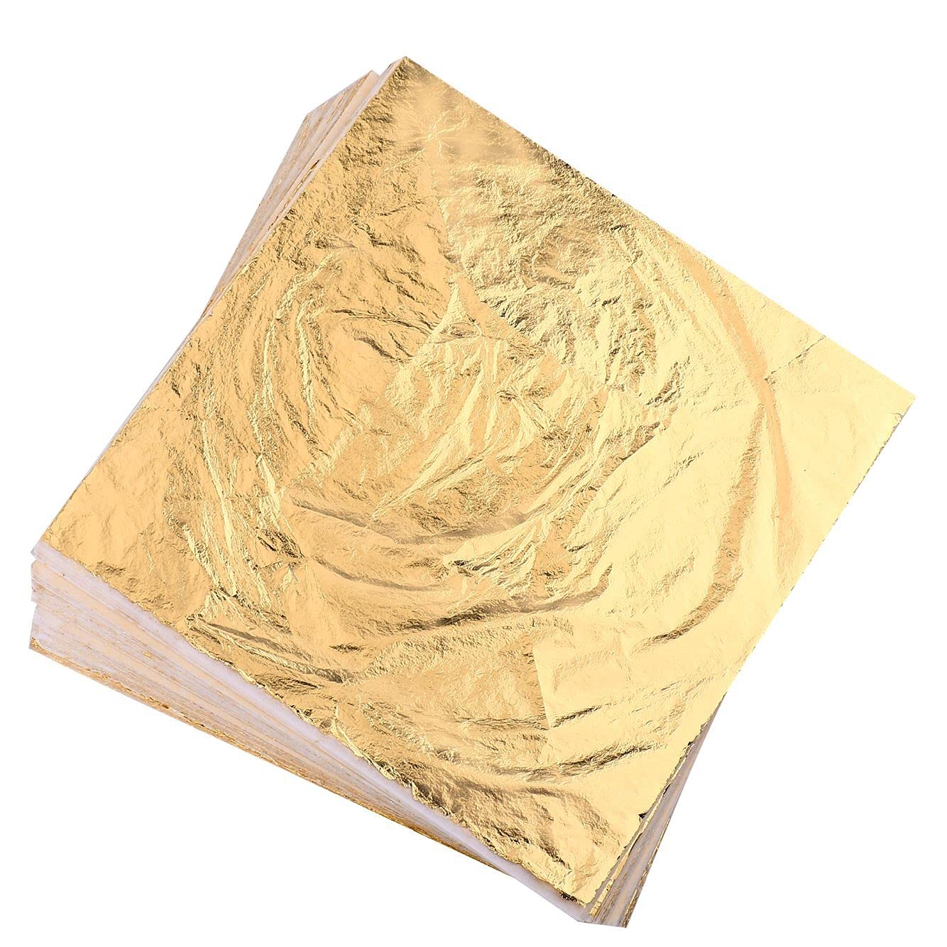 Homepal 100pcs Imitation Gold Leaf for Arts, Gilding Crafting, Painting, Furniture Decoration, Imitation Gold Foil Sheets 5.5" x 5.5"
