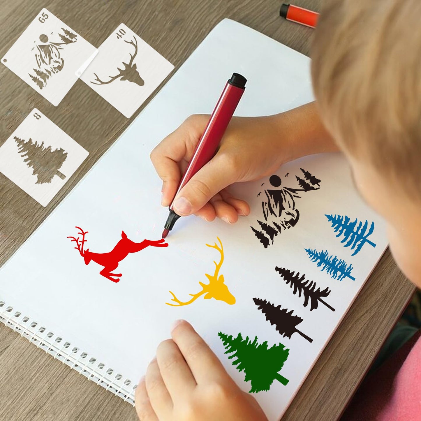 Small Stencils for Painting on Wood Reusable, 3 Inch Reusable Stencil for Craft Ornament Paint Template Stencils for Wall Card Rock Wood Signs Coasters Canvas Home Decor (Animal Deer)