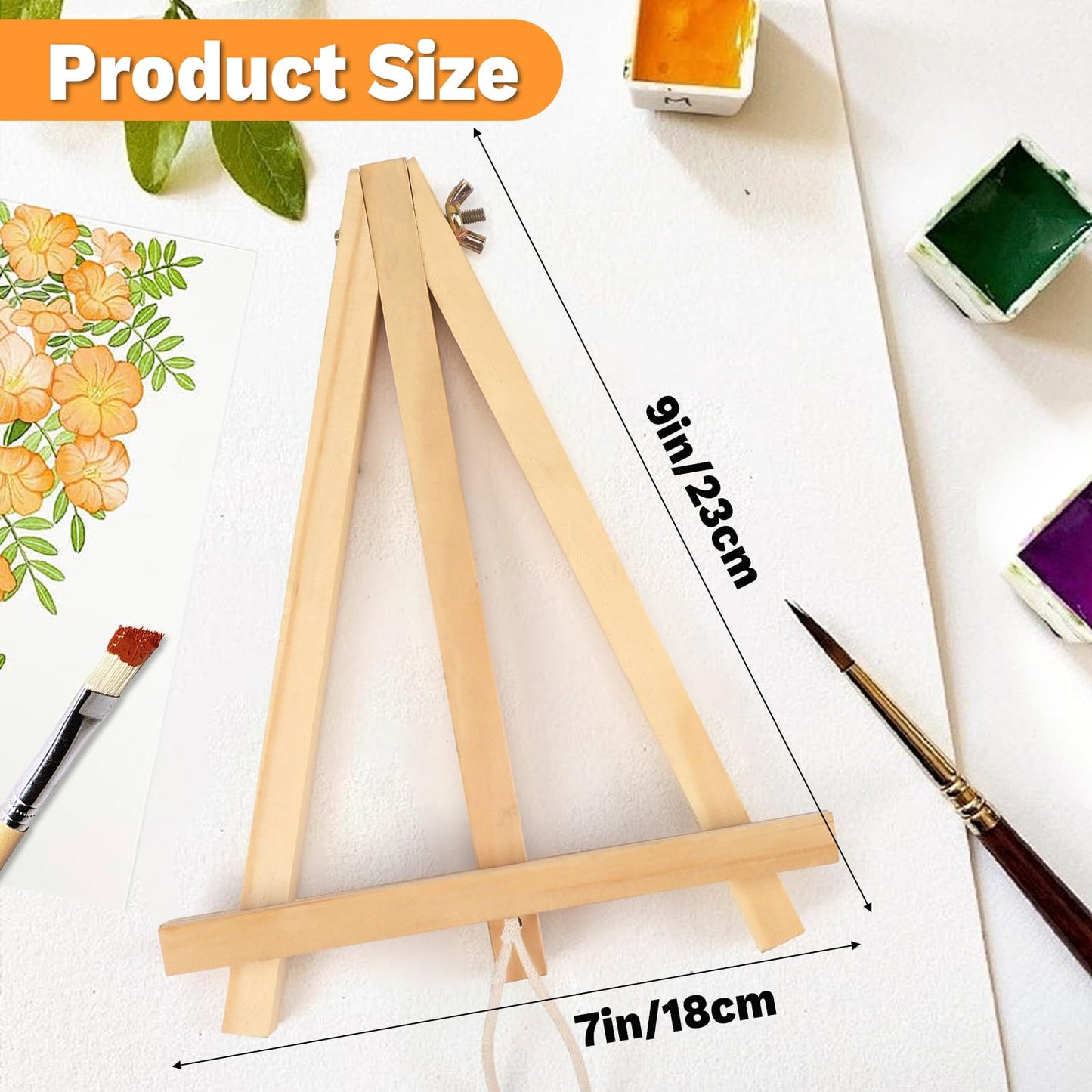 10 Pack 9 Inch Wood Easels,Art Craft Painting Easel,Table Top Easels for Painting, for Painting Party Displaying Canvases, Photos Mini Display Tripod Apply to Kids Artist Adults Students Etc
