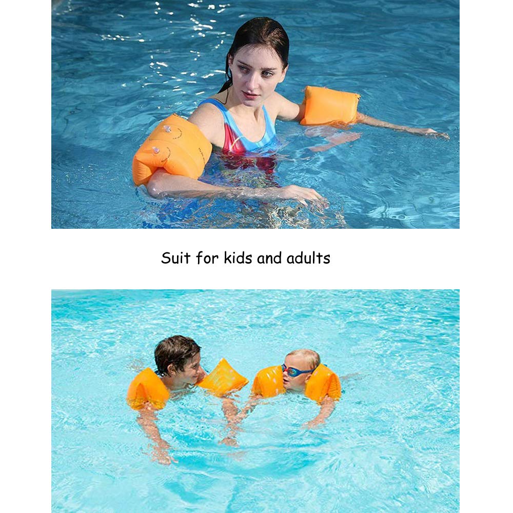 2 Pack Inflatable Arm Floaties for Kids and Toddlers, Blow Up Water Wings, Swimmies Swim Arm Bands for Learn to Swim, Pool Floats for Children and Adults 30-150 lbs