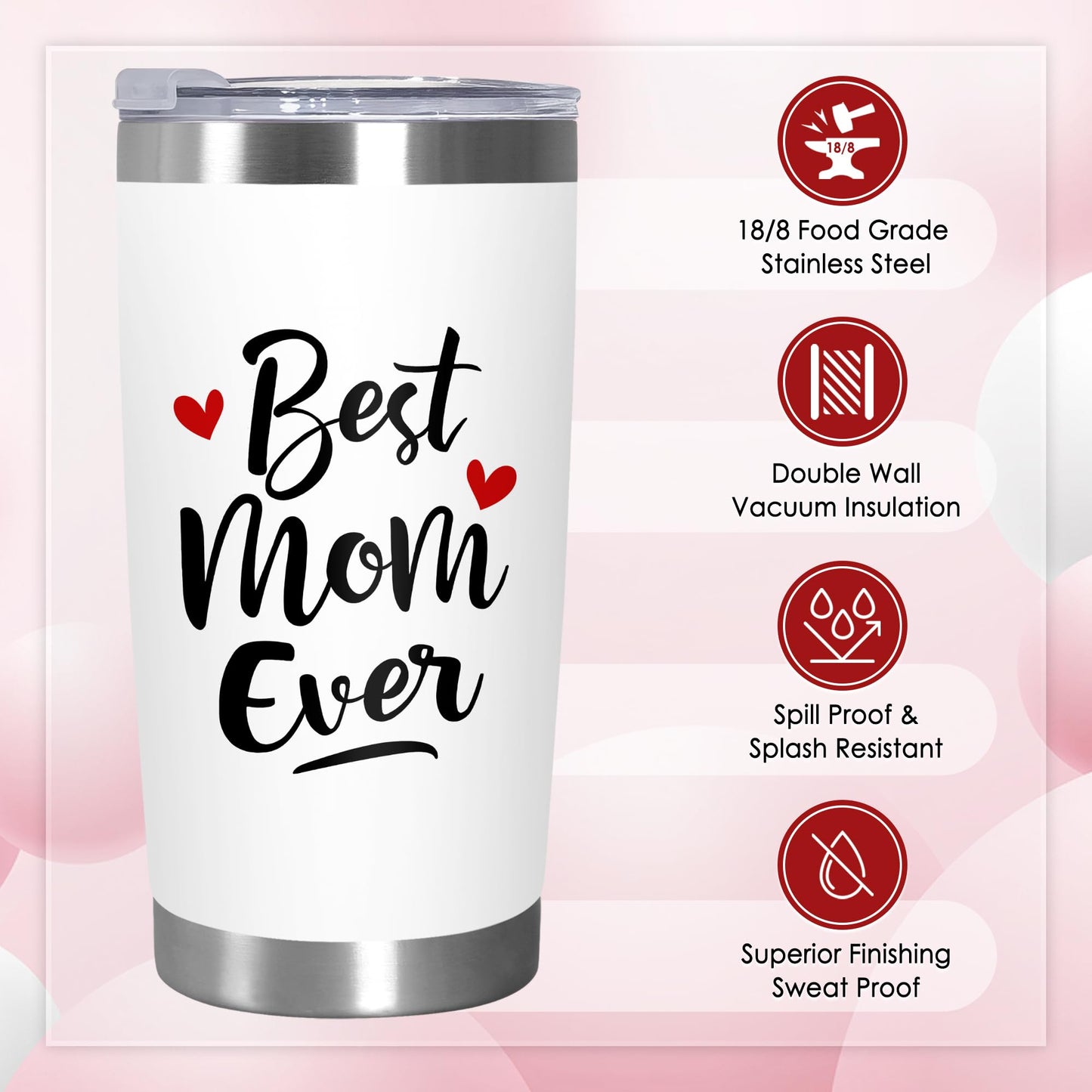 Mothers Day Gifts For Mom From Daughter Son - 20 Oz Stainless Steel Insulated Coffee Tumbler With Lid - Mom Birthday Gifts For Women Mama Stepmom Mother-In-Law Grandma