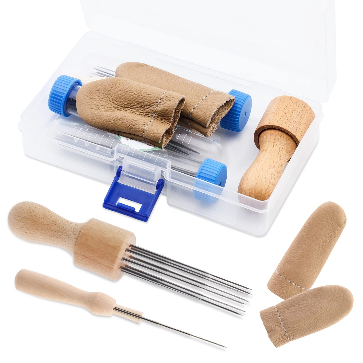 Needle Felting Tools, Needle Felting Supplies, Needle Felting Kit with 3 Size 30Pcs Needles Felting Needles,Wooden Handle, Finger Cots, Perfect for DIY Felting Wool Projects