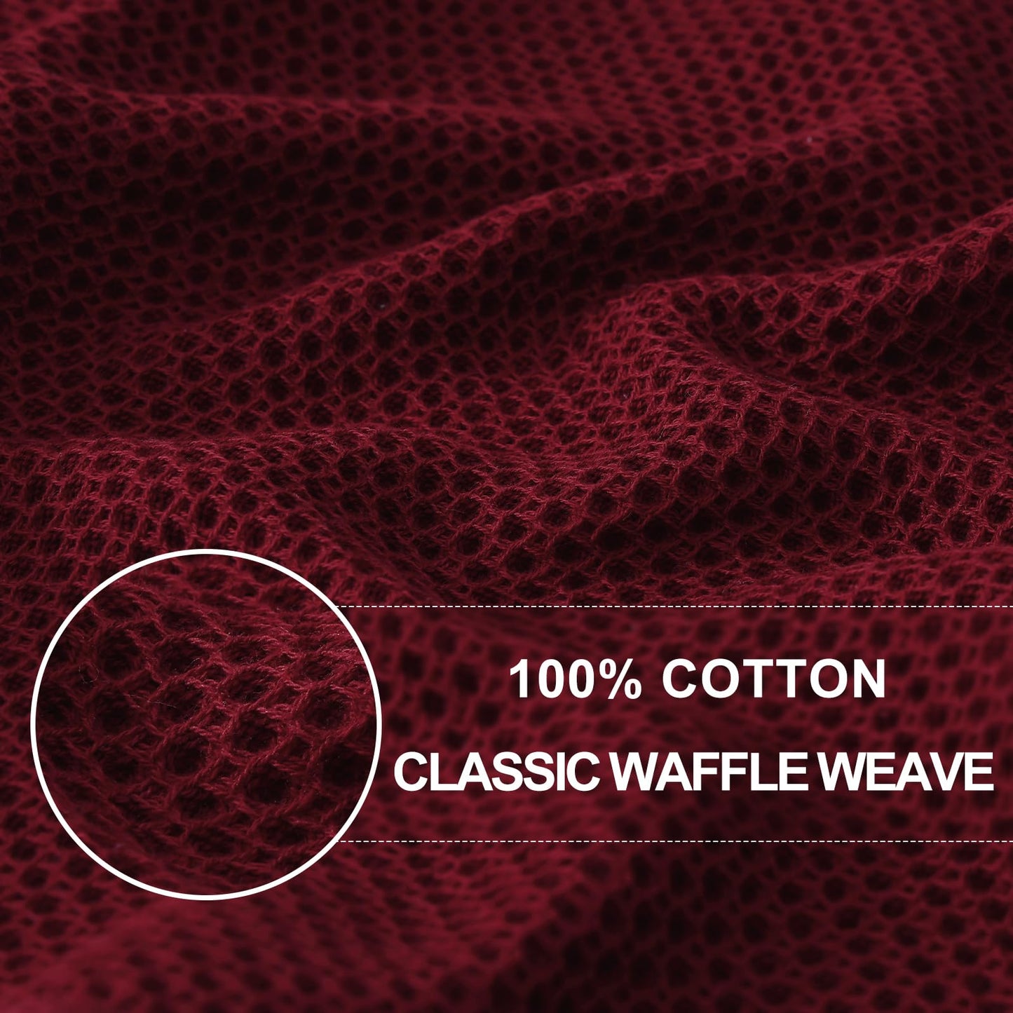 100% Cotton Waffle Weave Kitchen Dish Cloths, Ultra Soft Absorbent Quick Drying Dish Towels, 12 x 12 Inches, 6-Pack, Burgundy