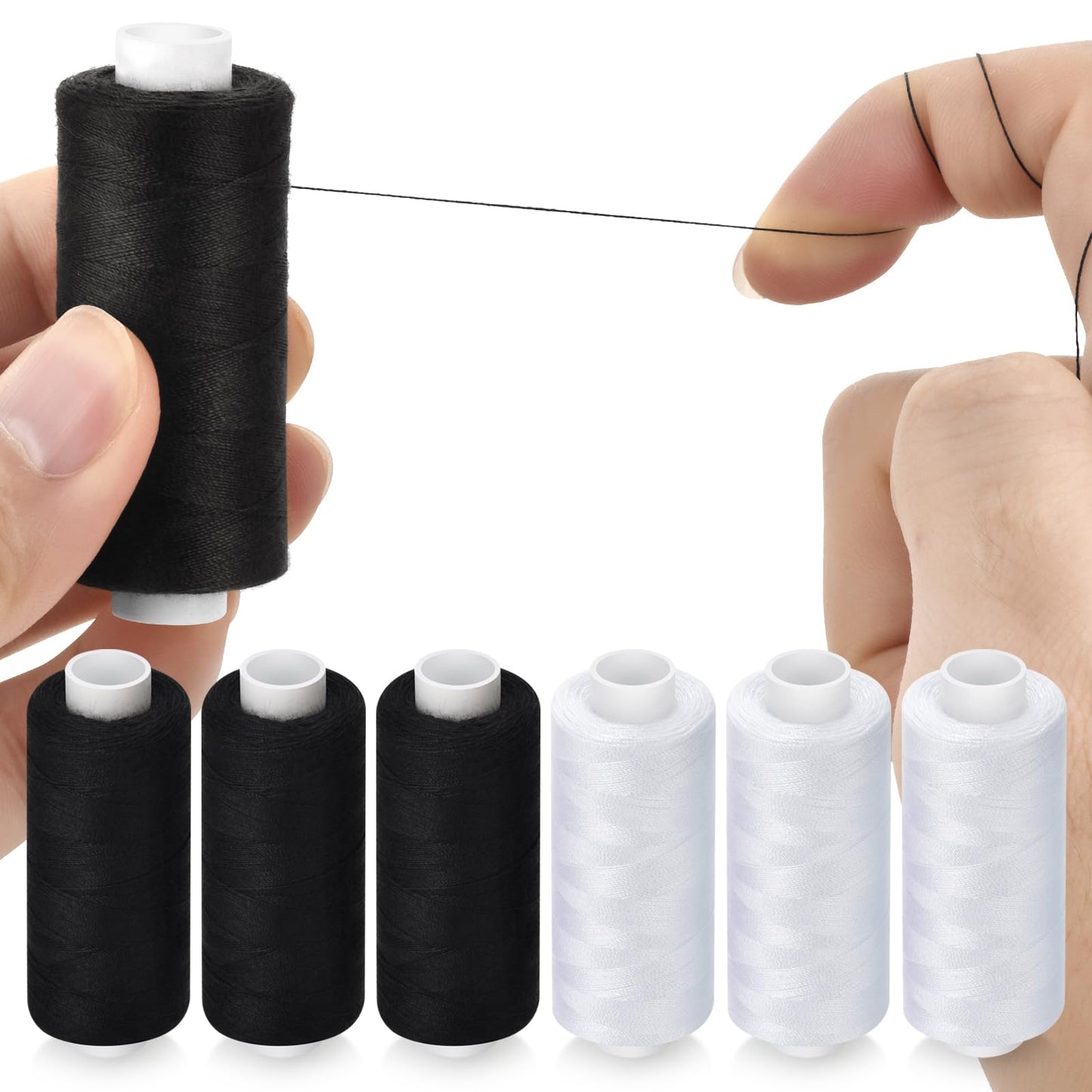 6 Pcs Sewing Thread Kit, 400 Yards Each Spool 402 Polyester Thread with Sewing Needle & Threader, Sewing Threads for Sewing Machine, Hand Stitching, Embroidery