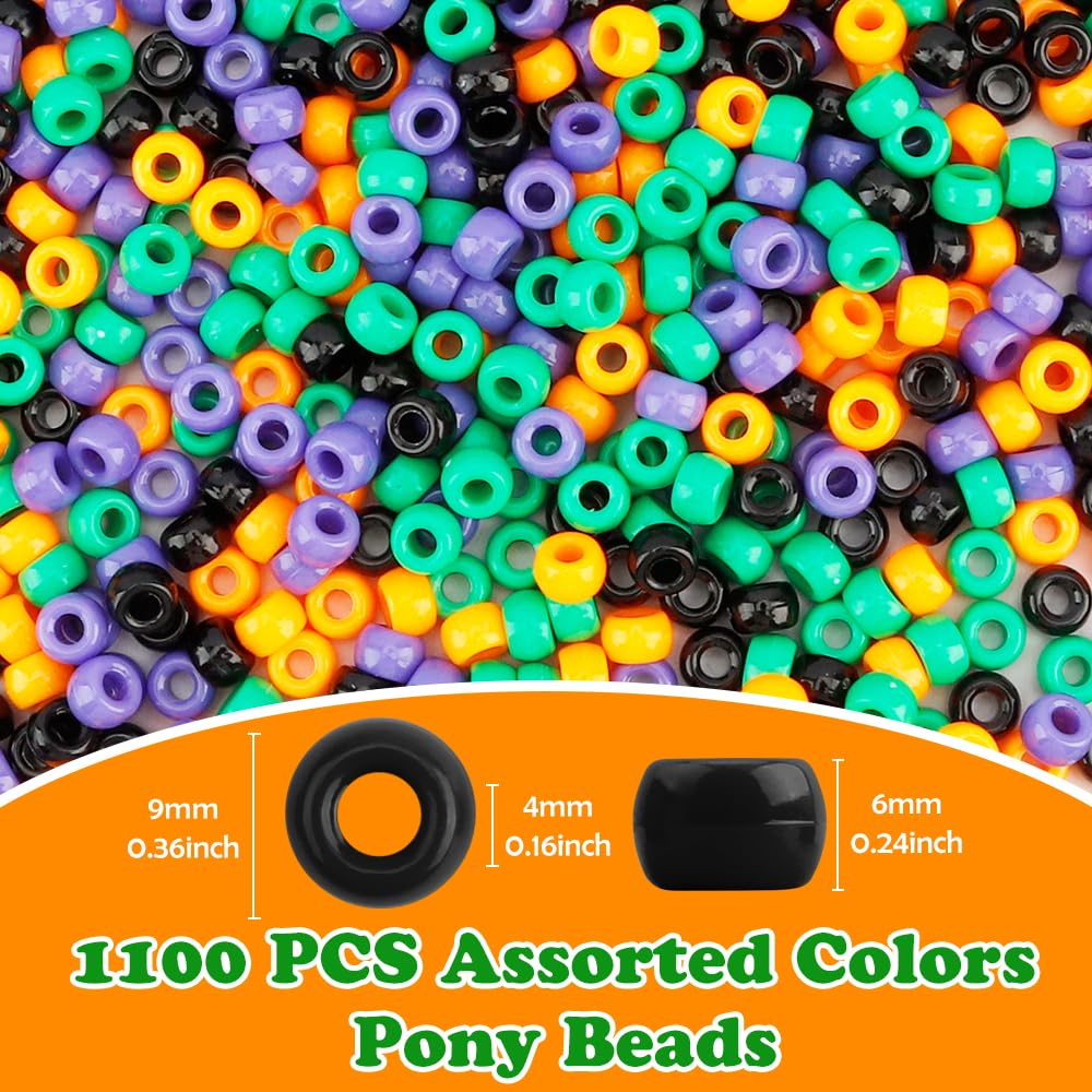 QPIXVB 1100pcs Pony Beads,Craft Beads,Hair Beads,Halloween Beads for Bracelets,Christmas Beads,Small Bulk Beads,Beads & Bead Assortments,Bracelet Beads,Kandi Bracelet,Cuentas para Pulseras