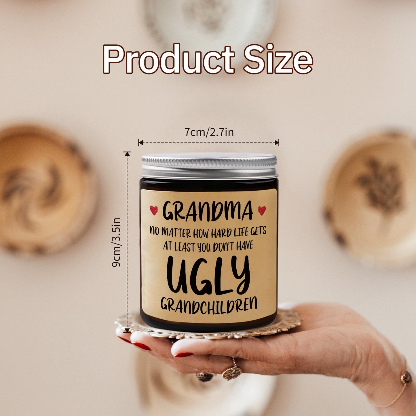Niyewsor Grandma Gifts, Birthday Easter Gifts for Grandma, Lavender Scented Soy Wax Candle, Grandmas Gift from Grandchildren, Granddaughter, Grandkids, Handmade, 7oz