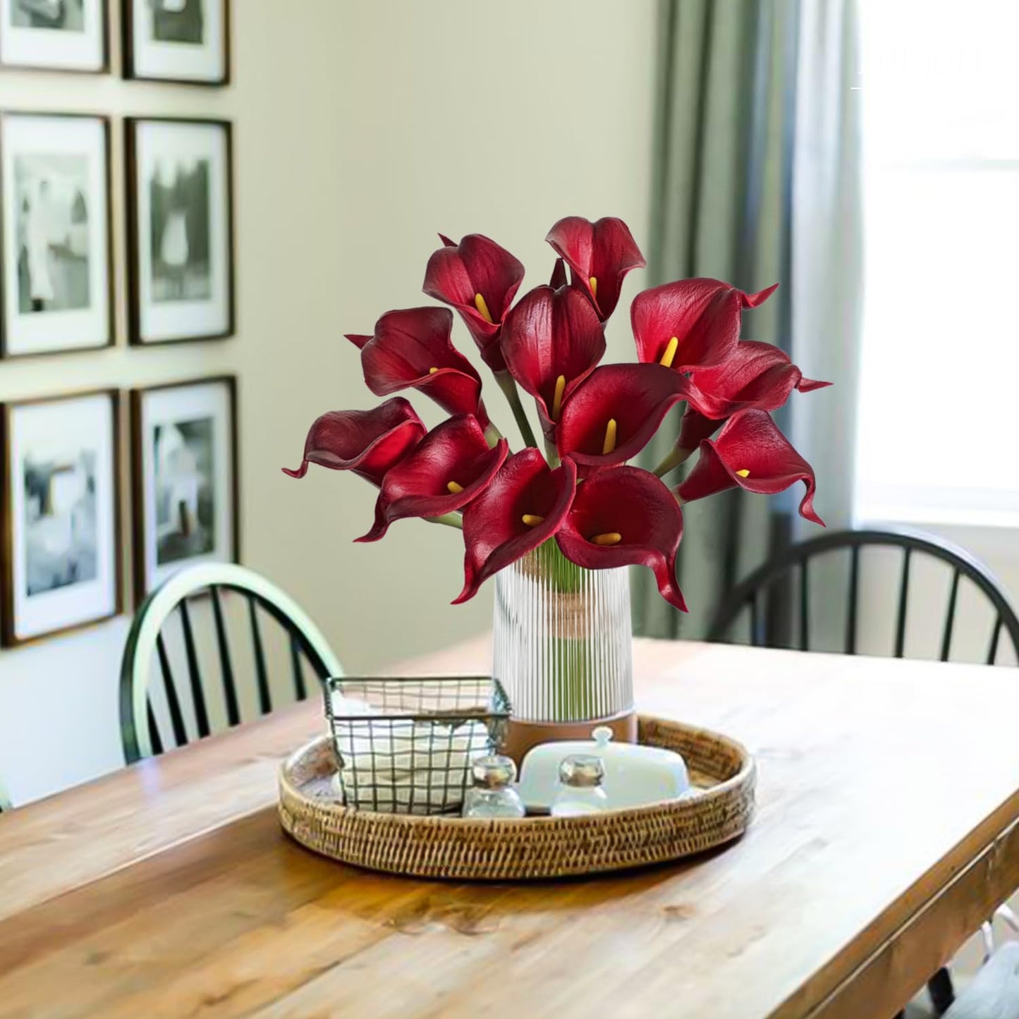 Letjolt Artificial Calla Lily Red Flowers 12Pcs for Wedding Bouquet Home Decoration Faux Calla Lilies Flower, Dark Red