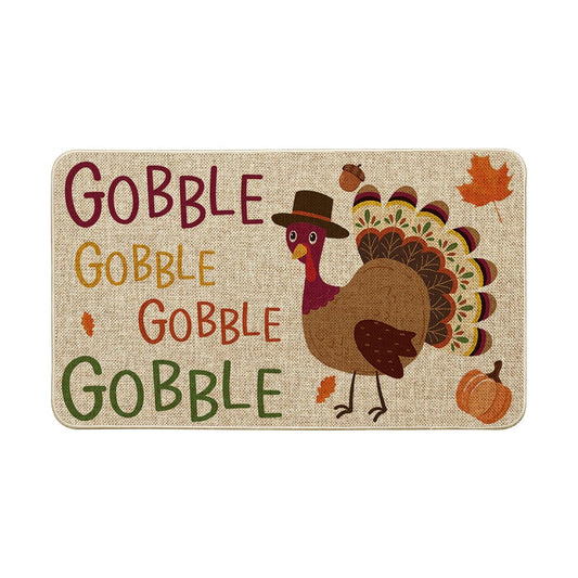 Artoid Mode Gobble Turkey Decorative Doormat, Seasonal Fall Thanksgiving Holiday Party Low-Profile Floor Mat Switch Mat for Indoor Outdoor 17 x 29 Inch