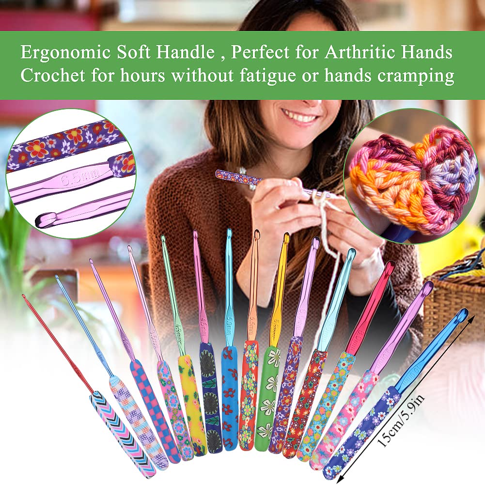 Zlulary 116 PCS Crochet Hooks Sets, Ergonomic Crochet Hooks Kits with Storage Bag and Crochets Needle Accessories, DIY Crochets Needles Kit for Beginners and Experienced Crochet Hook Lovers