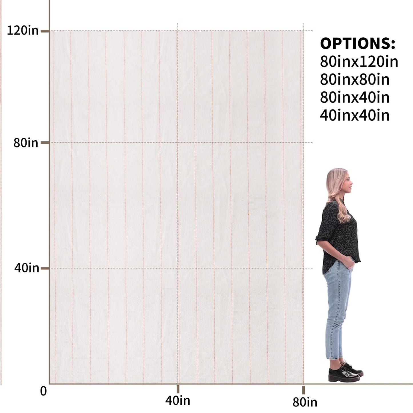 Foboull 40" x 40" Large Overlocking Primary Tufting Cloth for Rug Tufting with Marked Lines, Monks Cloth for Punch Needle for Most Tufting Frame