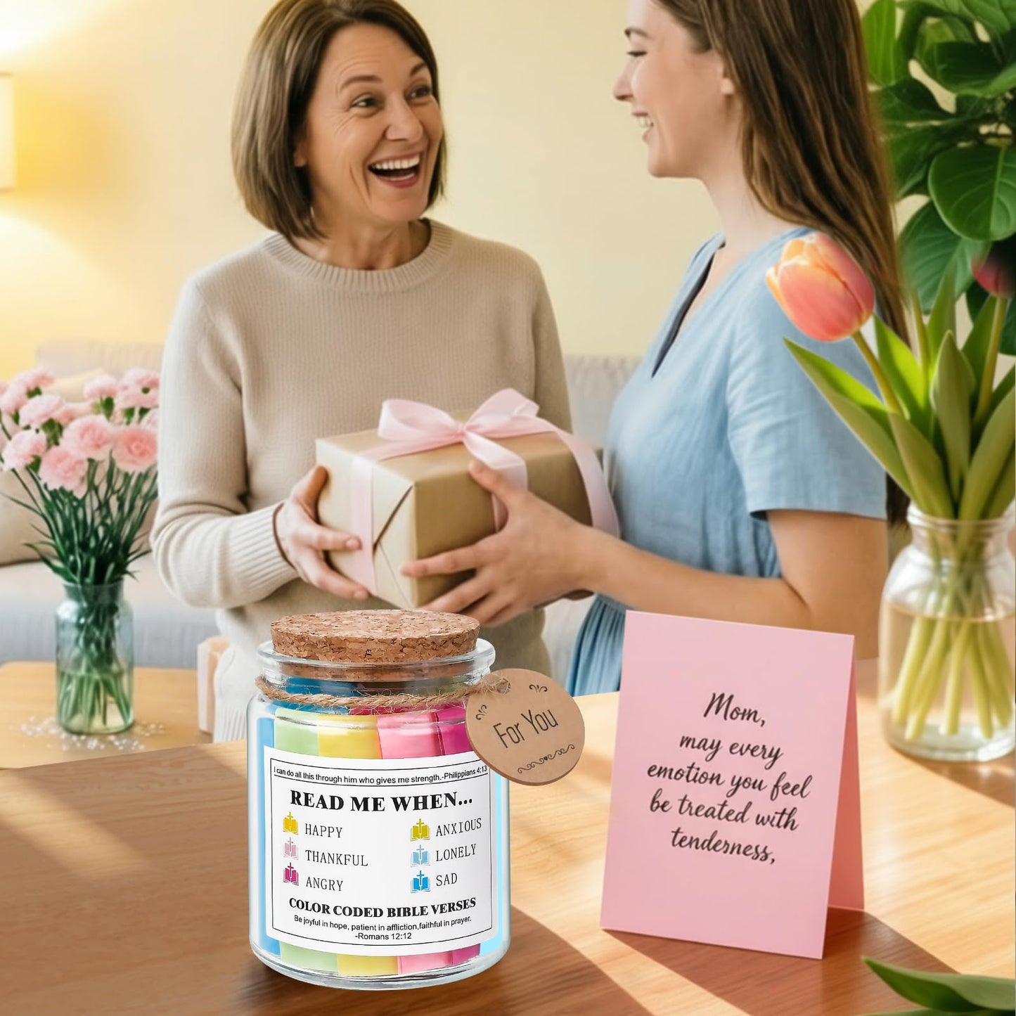 Mothers Day Gifts for Mom Wife Grandma Daughter Bible Verse Jar: Christian Gifts for Women Sister Friends Easter Basket Stuffers Birthday Christmas Graduation Presents for Her Religious Jar