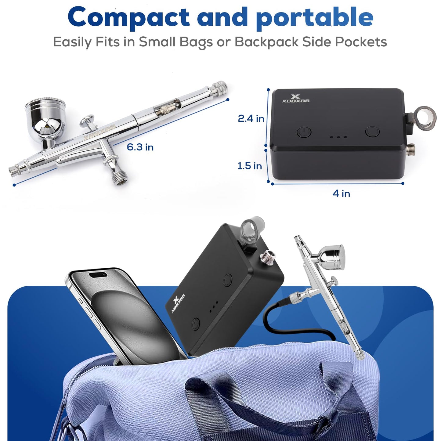 32PSI High-Torque Cordless Airbrush Kit - True-Pressure Wireless System for Mecha Models, Miniatures & Art - Dual-Action 0.3mm Precision Detailer with Anti-Clog Tech (Rechargeable)