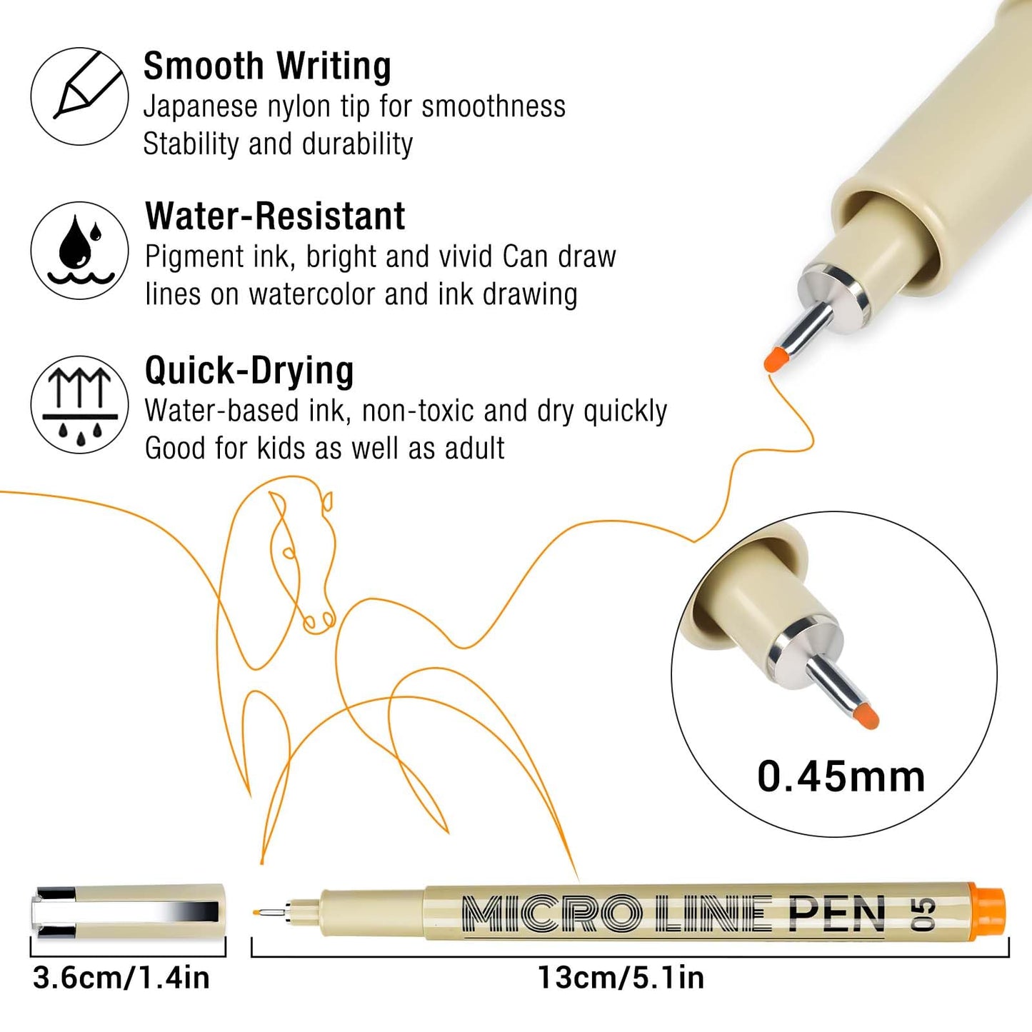 KERIFI 12 Colors 05 Micro Fineliner Drawing Art Pens, Waterproof Archival Ink Pens, 0.45mm Multiliner Fine Liner Pens for Illustration Technical Sketching Manga Scrapbooking Journaling Zentangle