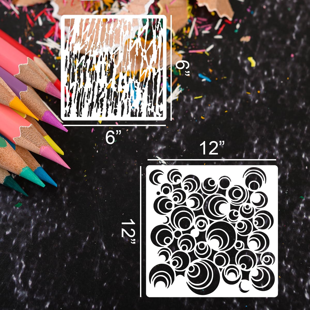 Stencils for Crafts Reusable Texture Stencils for Painting Floral/Leopard/Brick Stencil Mixed Medium Drawing Templates for Wood Furniture Wall Fabric Canvas Paper DIY Decor（16p/6+12in）