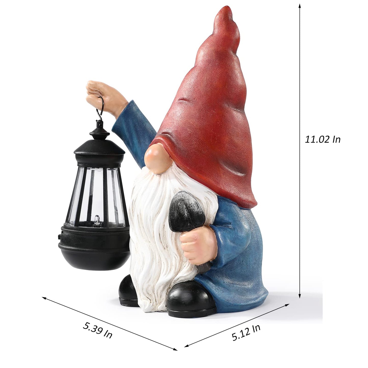 Garden Gnomes Statues Outdoor Decor with Shovel Solar Gnome with Lantern LED Lights,Terrace Xmas Courtyard Lawn Patio Porch Decoration Birthday Christmas Housewarming Gift for Mom Women