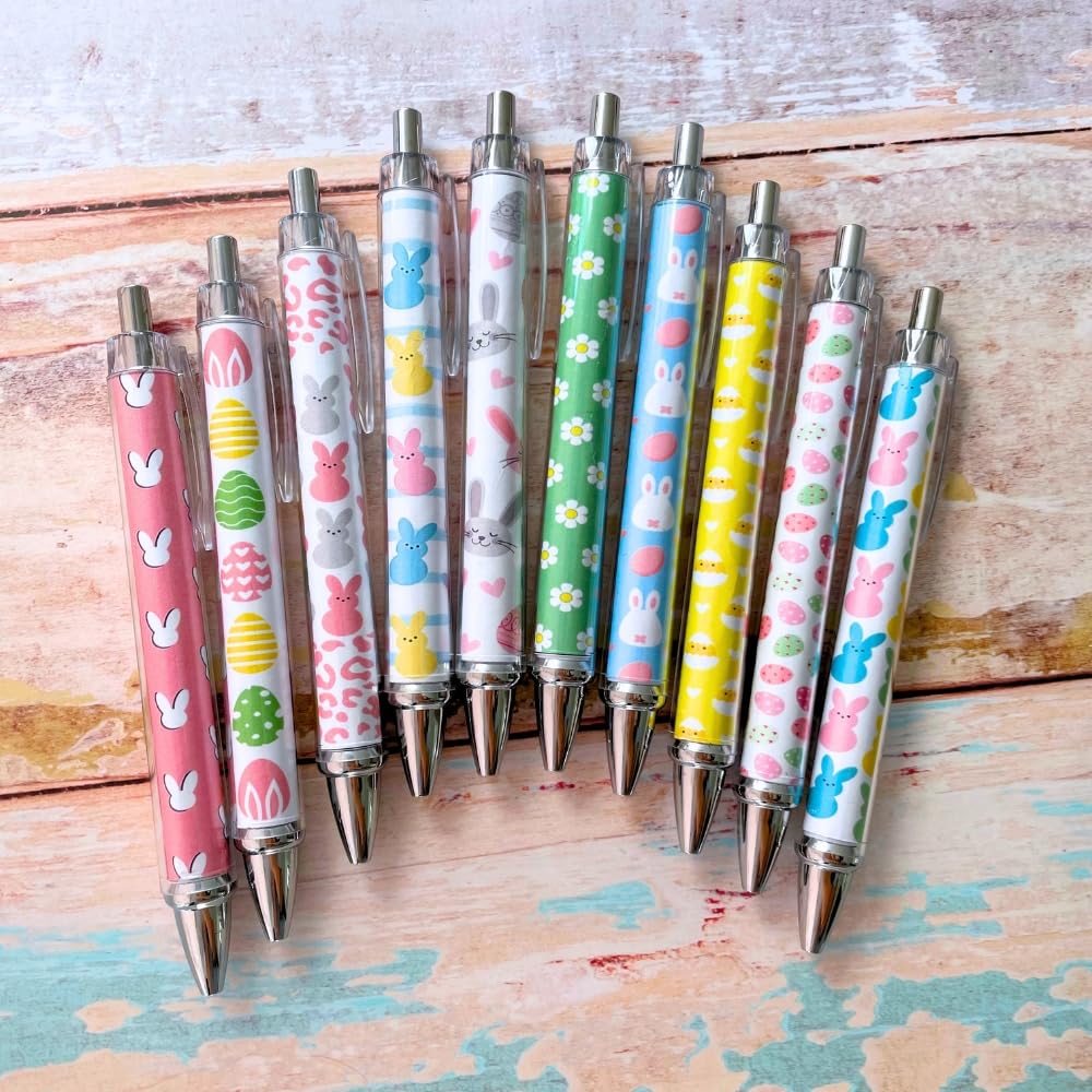 Easter Pen 10PC - Cute Pens for Gift Baskets, Egg Crafts & Bags - Stylus for Stationary & Party Favors for Adults Kids 8-12 - Bulk for School, Office Desk Classroom Decor, and Fun Writing Activities