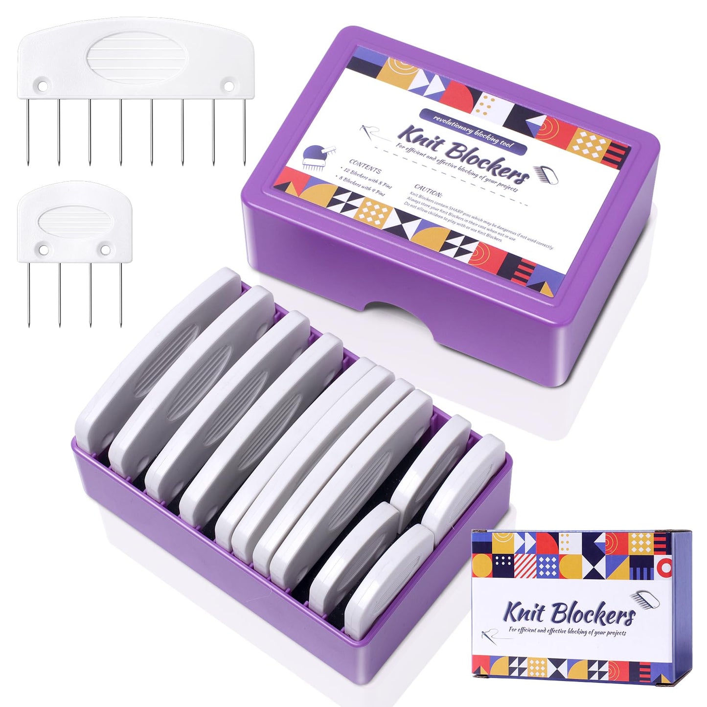 20Pcs Knit Blockers & Pins Kit, Knit Blocking Combs for Blocking Knitting Crochet Sewing Lace Needlework Projects Tool Device