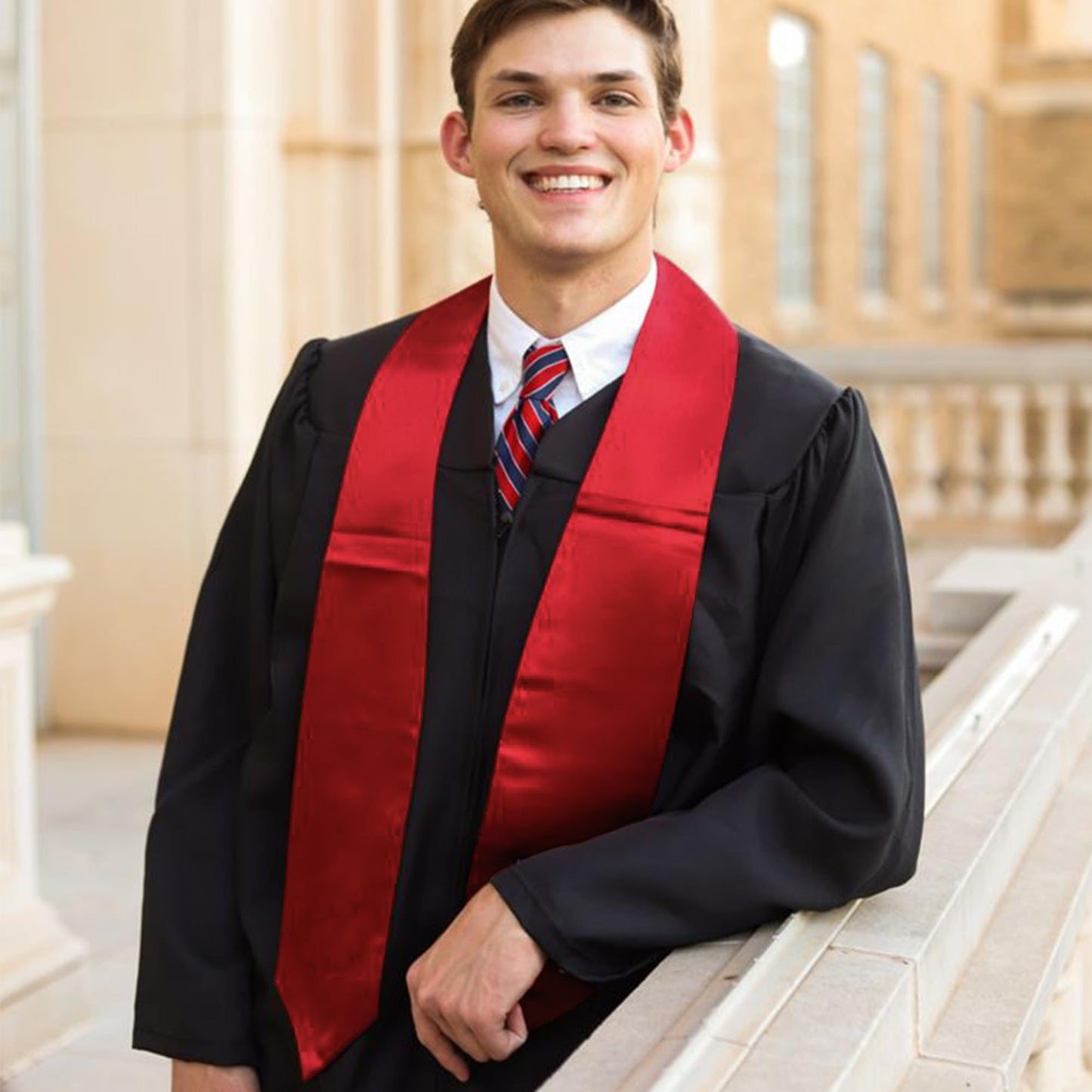 GraduationMall Unisex Adult Plain Graduation Stole 60" Red