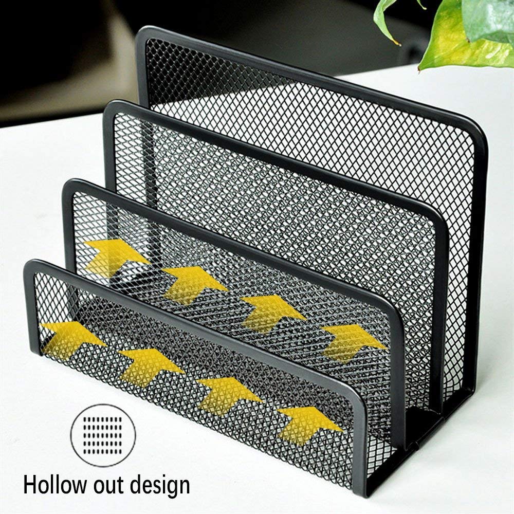 Desk Mail Organizer Small File Holders Letter Organizer Metal Mesh Document/Filing/Folders/Paper Organizer for Desktop