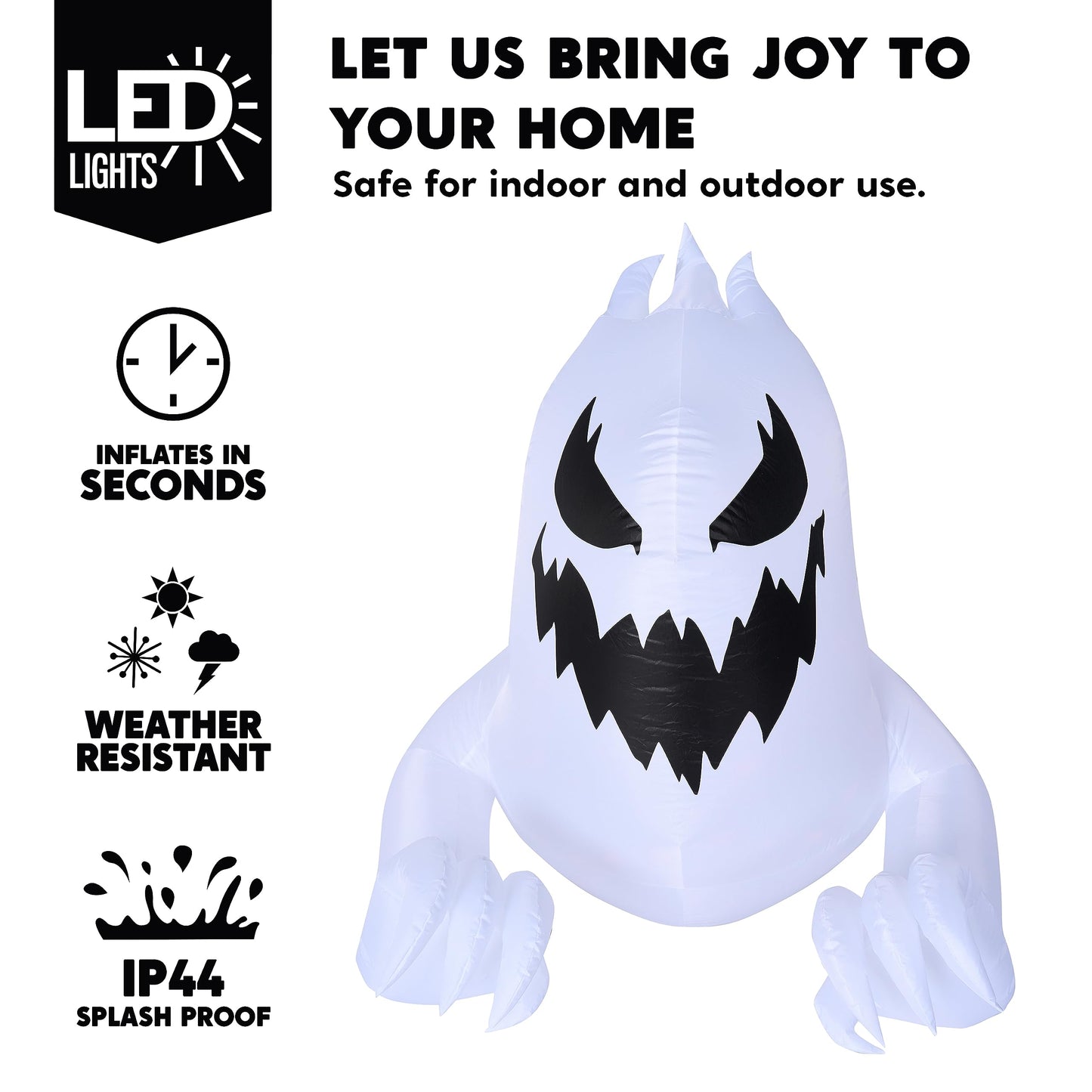 Joiedomi 4.5 FT Tall Halloween Inflatable Ghost Outdoor Decoration, Ghost Blow Up Yard Decorations with Rotating LED for Scary Halloween Decor, Window Decor