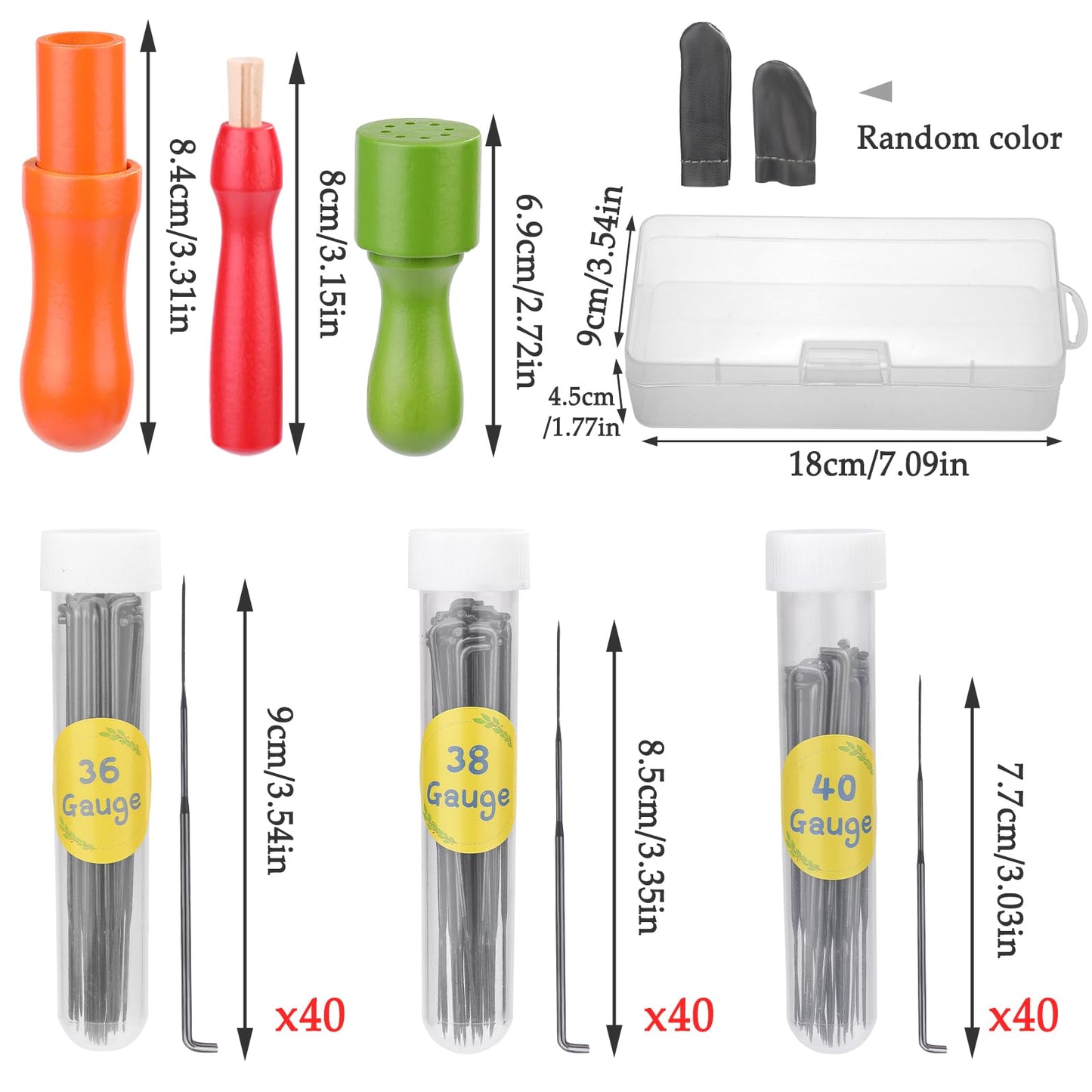 128 Pcs Needle Felting Needles Needle Felting Tool 3 Size Felting Kit Needles with Wooden Handle Holder Finger Cot for DIY Wool Feltings Projects