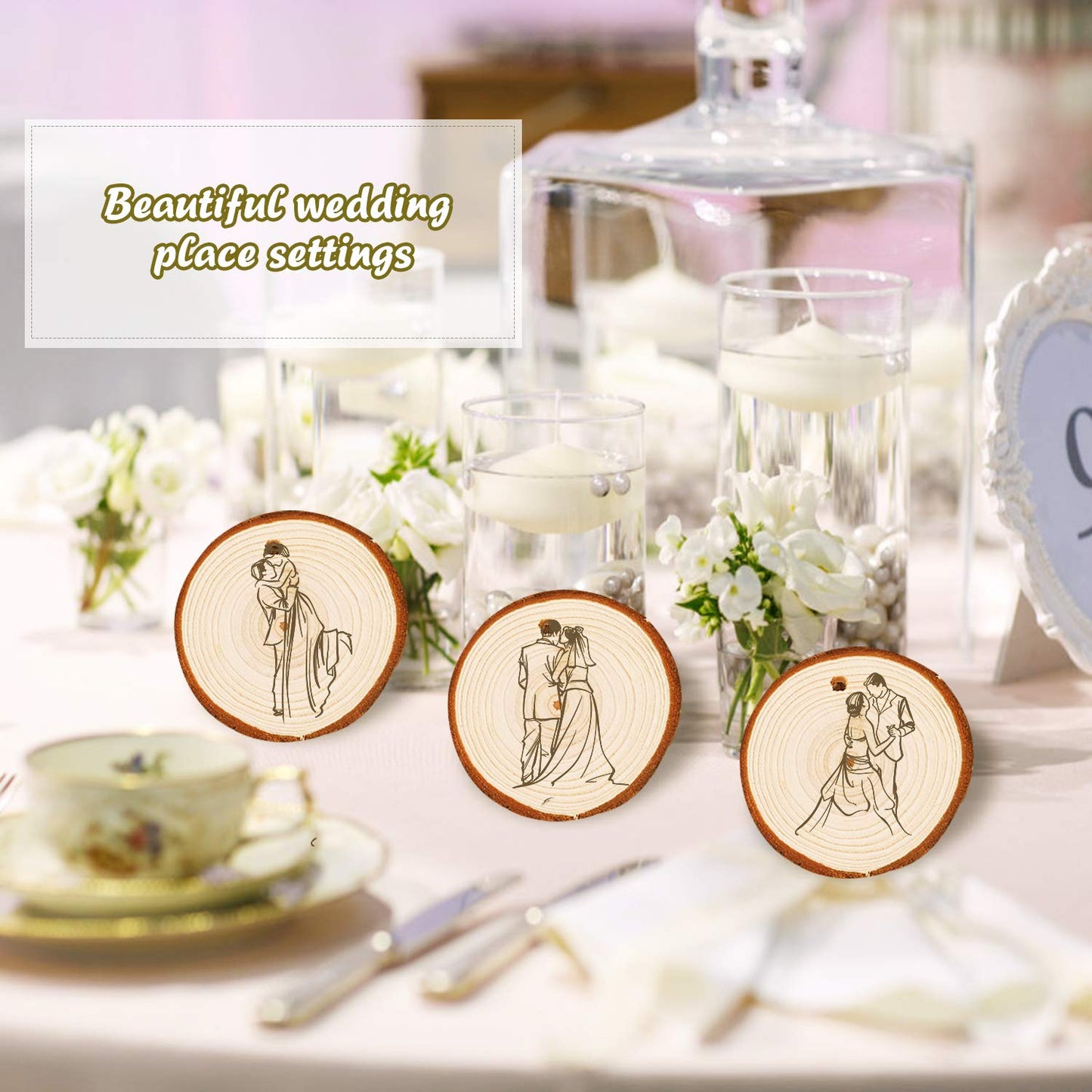 Natural Wood Slices - 30 Pcs 3.5-4 inches Craft Unfinished Wood kit Predrilled with Hole Wooden Circles for Arts Wood Slices Christmas Ornaments DIY Crafts