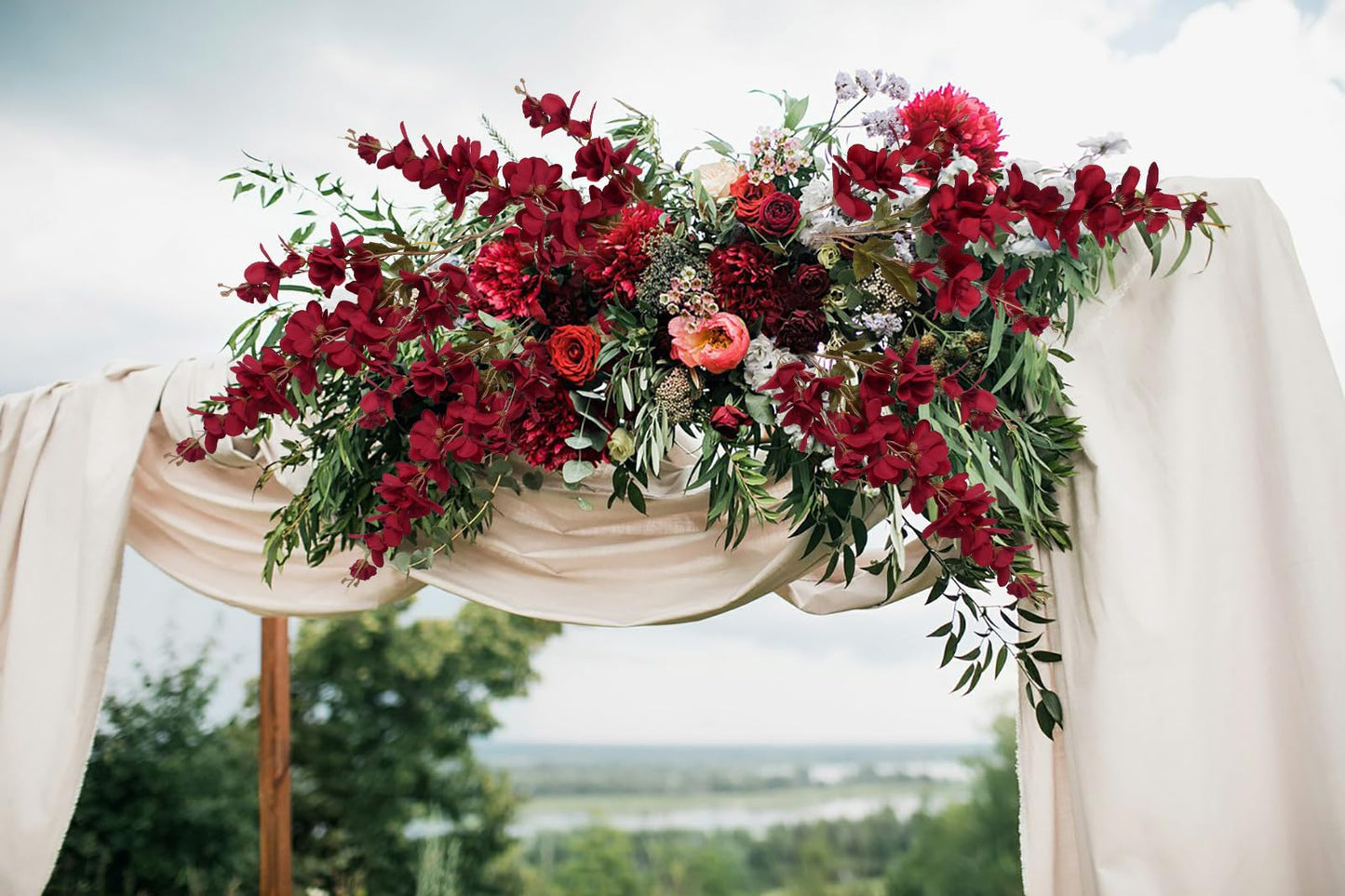 INSUNSIX 6PCS 35.43'' Red Delphinium Artificial Flower Faux Larkspur Silk Flowers Long Stem Blossoms Flowers for Tall Vase Floral Arrangements Home Table Wedding Decor(Red)