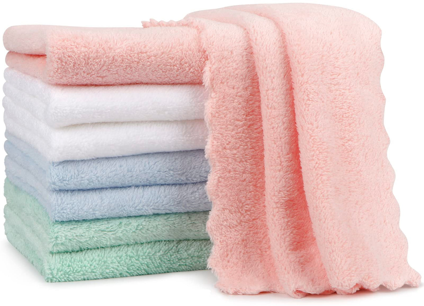 Cloths, Super Soft & Highly Absorbent Coral Fleece, 20 x 10 Inch Gentle & Large Burp Rugs for Baby Sensitive Skin - Burping Cloths for Newborn Essential, 8 Pack