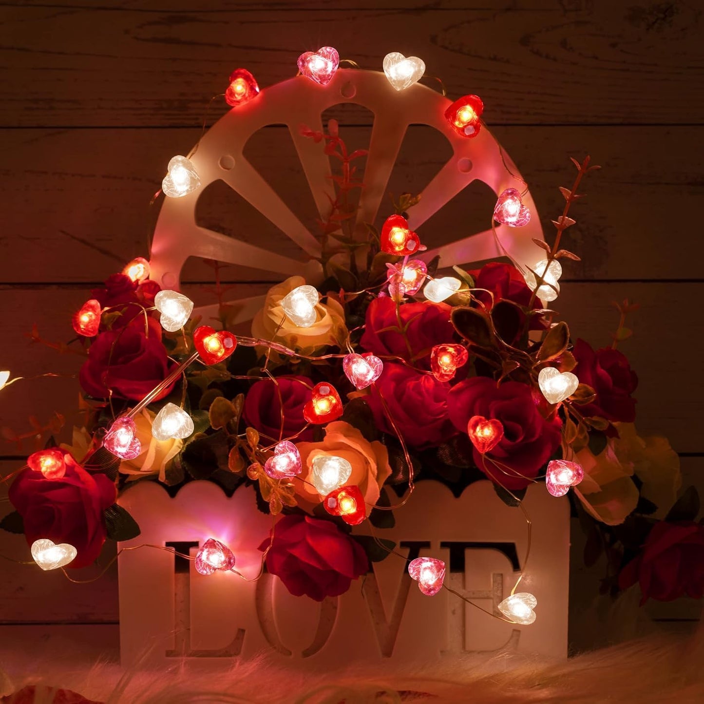 Valentine's Day Decorations Heart String Lights 10FT 30 LED Battery Powered, Heart Fairy Lights Romantic Decor for Home Bedroom Gift Party Christmas
