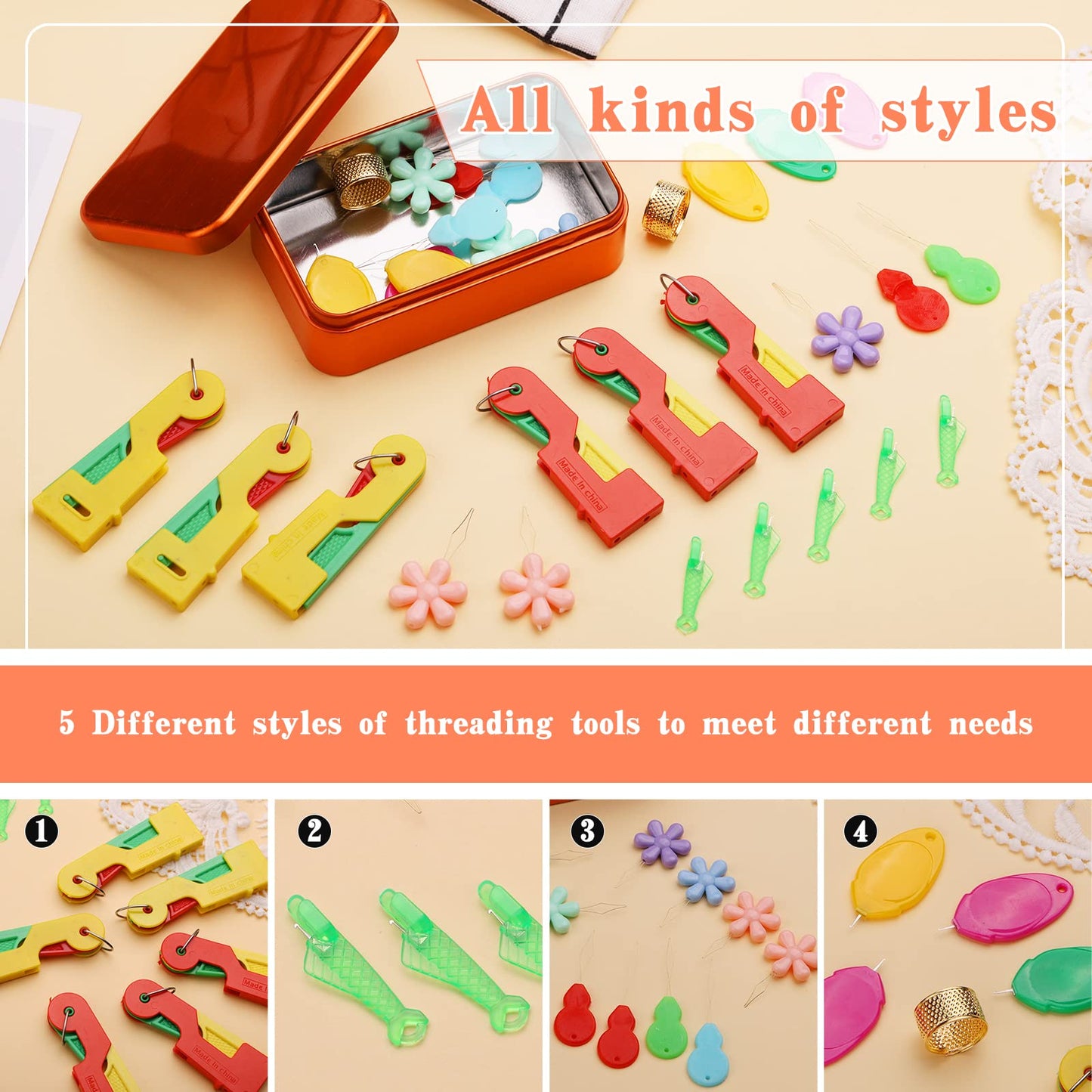 Fedmut Needle Threaders Set, 34 Pcs Needle Threader Tool for Hand Sewing, Craft, Embroidery & Machine Sewing