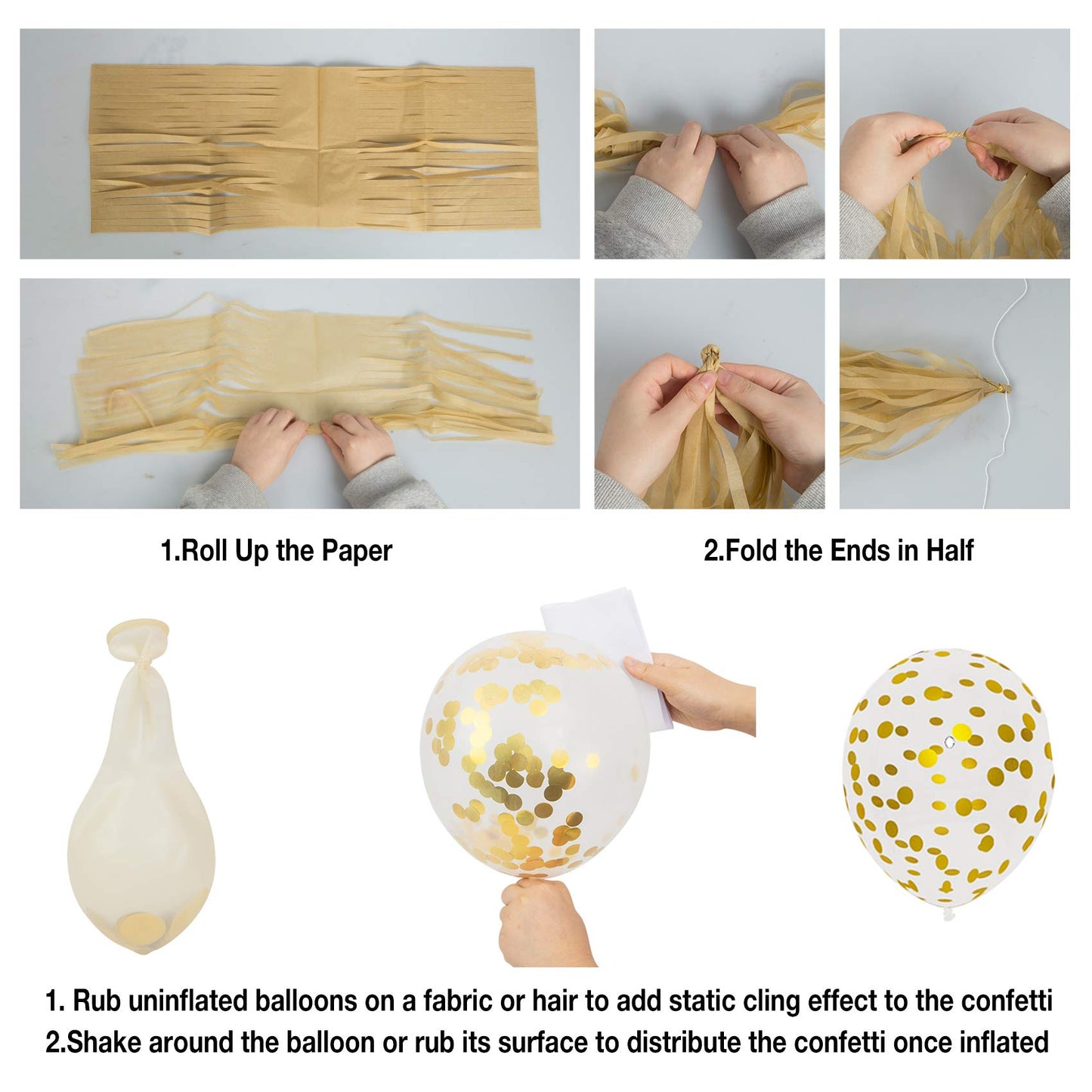 Amandir Rose Gold Birthday Party Decorations Kit, Confetti Foil Rose Gold Balloons Happy Birthday Banner Tassels Metallic Fringe Curtains Valentines day 30th 40th 50th 60th Party Supplies for Women