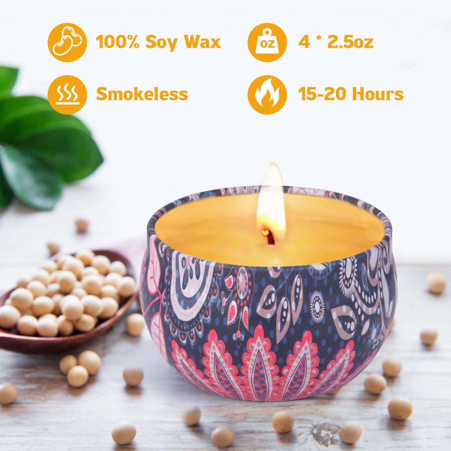 Scented Candles Gift Set for Women, 4 Pack Natural Fragrance Aromatherapy Candles for Home Scented, Long Buring Soy Wax Candles Gifts for Decoration Birthday Valentine's Day