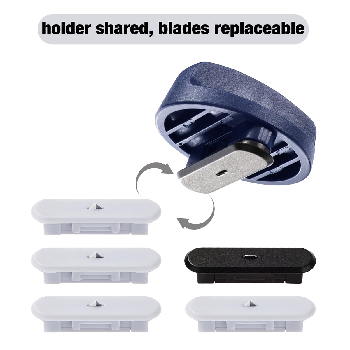 Likart 6-Pack Paper Cutter Replacement Blades kit,Portable Trimmer Cutting Blades Compatible for Portable Trimmer/Basic Trimmer/Roll Holder,4 Cutting Blades & 2 Scoring Blades with a Holder,Blue