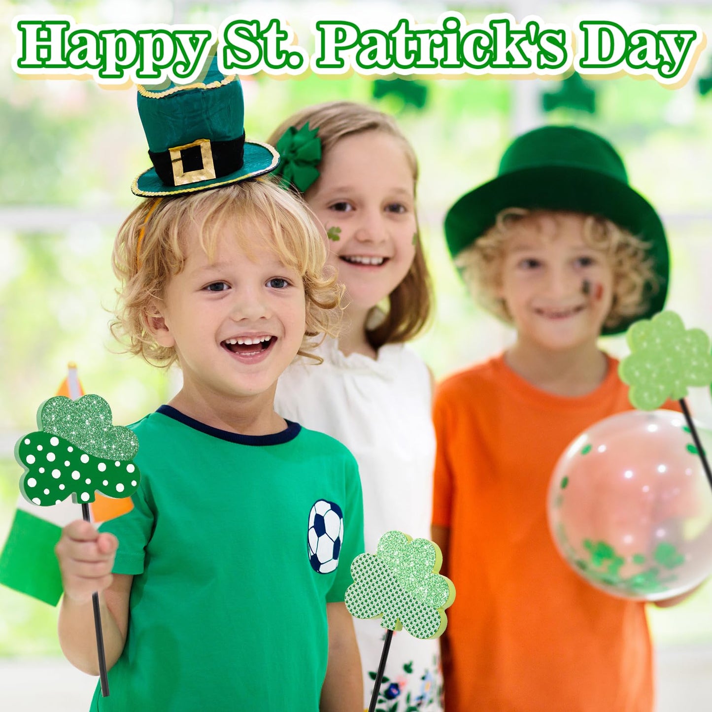 3 Pieces St. Patrick's Day Tiered Tray Decor, St. Patrick's Table Decor Shamrock Wooden Set, Irish-Themed Shamrock Decor, Green Lucky Shamrocks for Home Decor (Light Green)