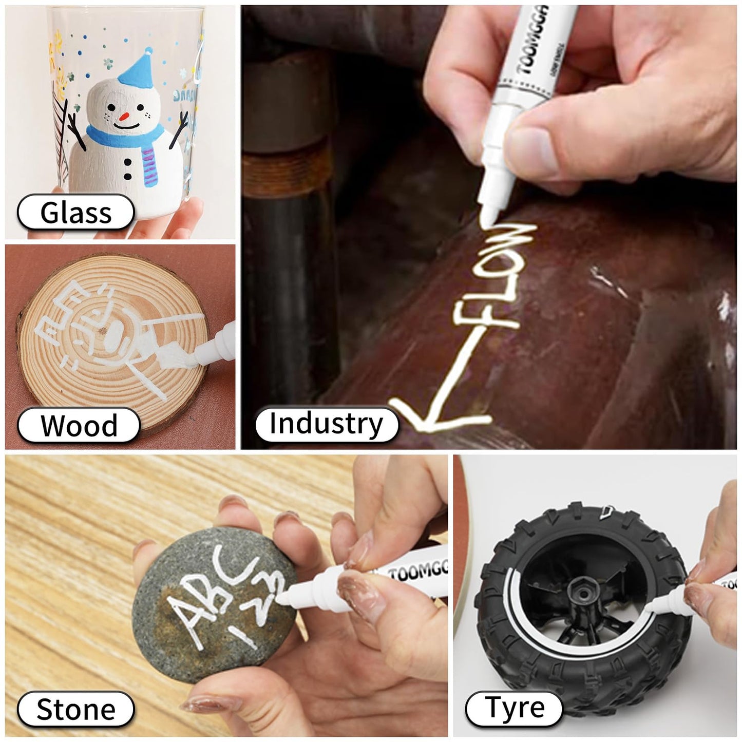 White Paint Pens Permanent Paint Markers - 24 Pack Oil Based Marking Pens, Medium Point, Quick Drying and Waterproof for Rock Painting Car Tyre Metal, Plastic, Canvas, Wood, Glass