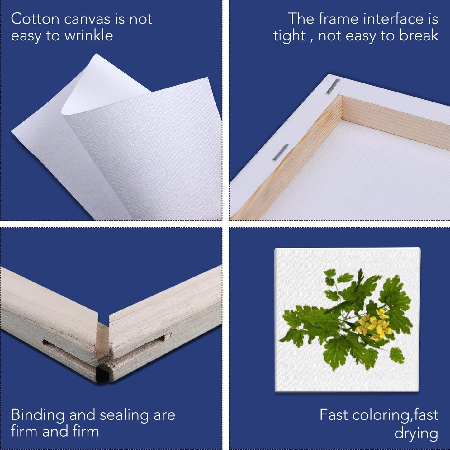 Mini Stretched Canvas 12 Pack 4x4inch, 2/5''Profile Art Primed Canvases for Painting, 100% Cotton Small Professional Stretched Canvas for Kids and Art Supplies,for Acrylics,Oils&Other Painting.