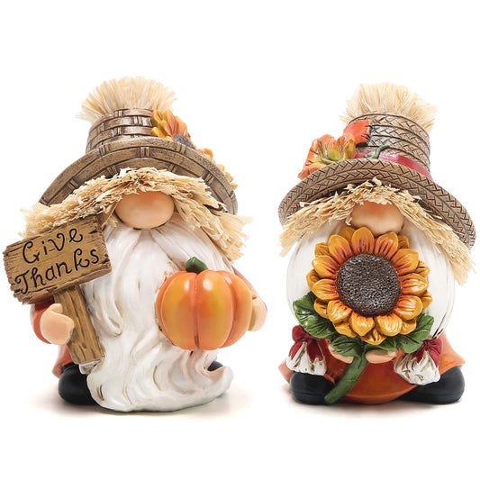 2pcs Thanksgiving Pumpkin Gnomes Decorations Handmade Swedish Tomte Elf for Fall Decor Gift - Fall Thanksgiving Party Home Kitchen Table Decor - Autumn Gifts