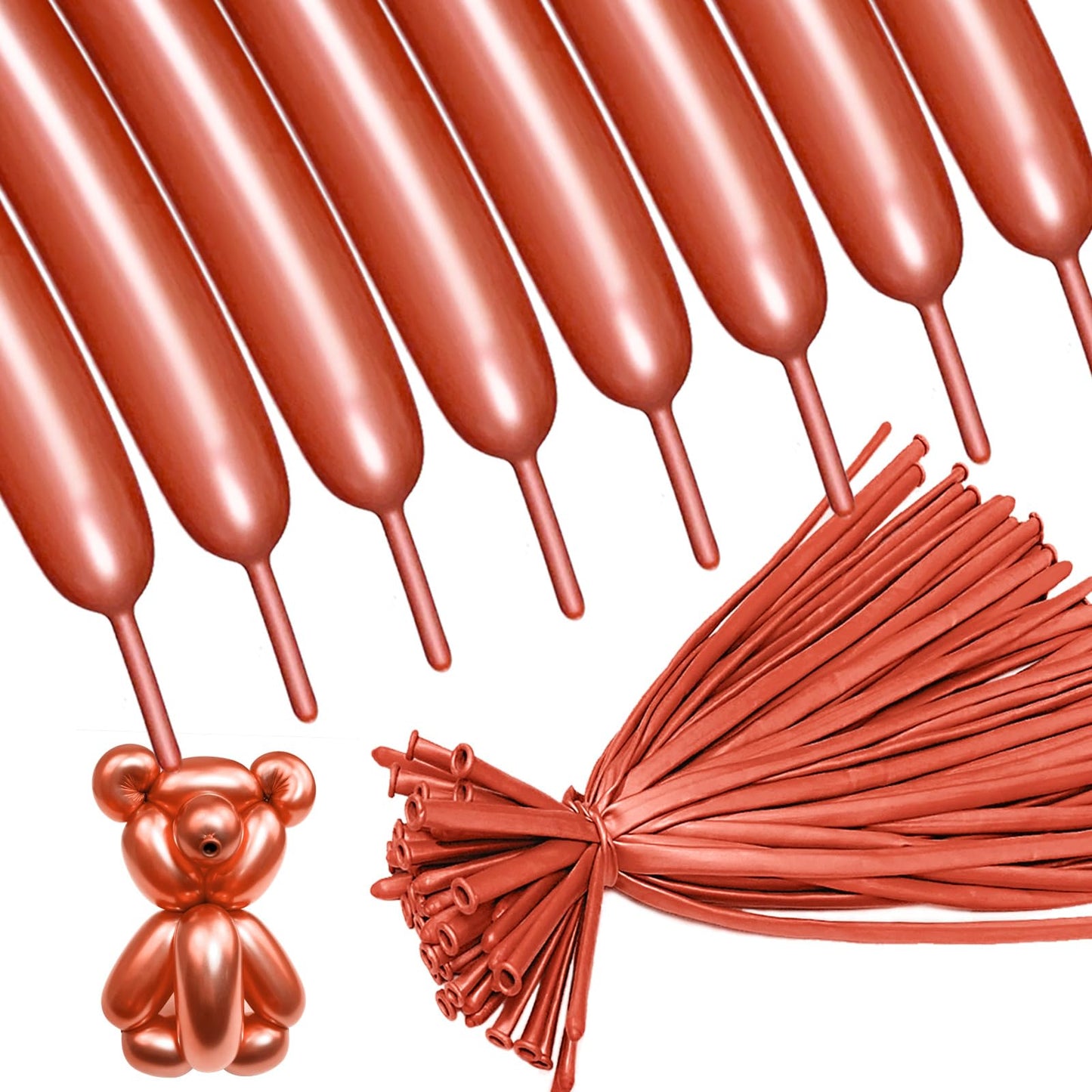 Rose Gold 260 long balloons 100 Pack Metallic Rose Gold Twisting Animal Balloons Modeling Long Magic Balloons for DIY Animal Model Wedding Birthday Festival Party Decorations（Metallic Rose Gold）