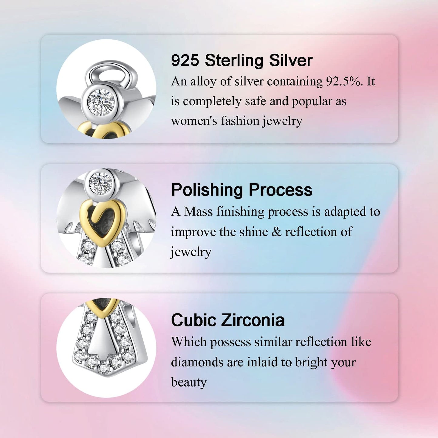 Alstade Guardian Angel Charm 925 Sterling Silver Charms fits Bracelets and Necklace Pendant Bead Charms Jewelry Present for Women Family Friends